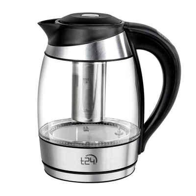 T24 Wasser-/Teekocher Glas Wasserkocher mit Teesieb 1,8L Temperaturwahl 60-100°, 2200 W