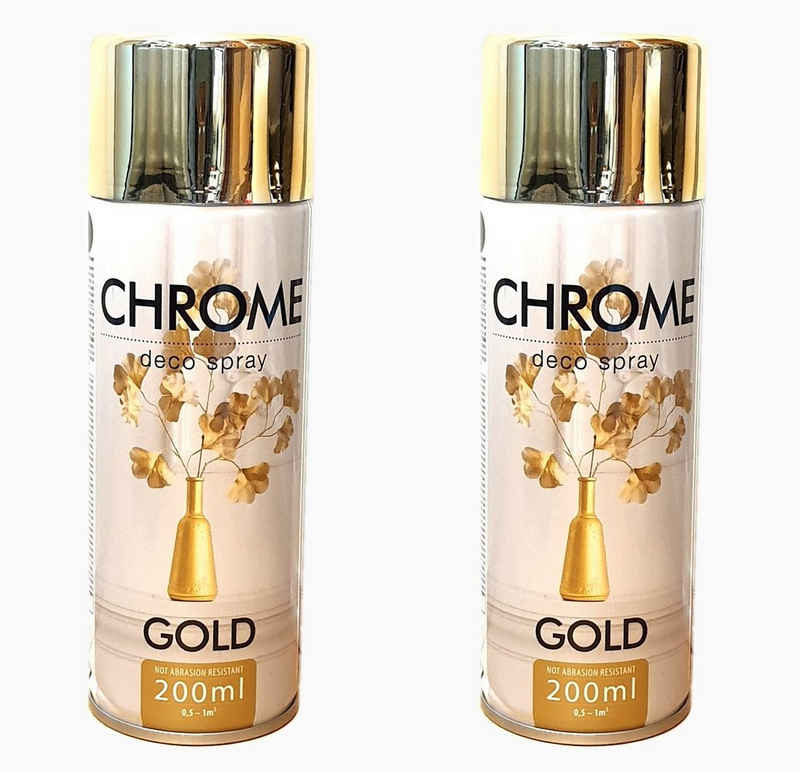 Spectrum Sprühflasche 2 x Dosen Hochwertiger Goldspray mit chromgold -Effekt 200 ml