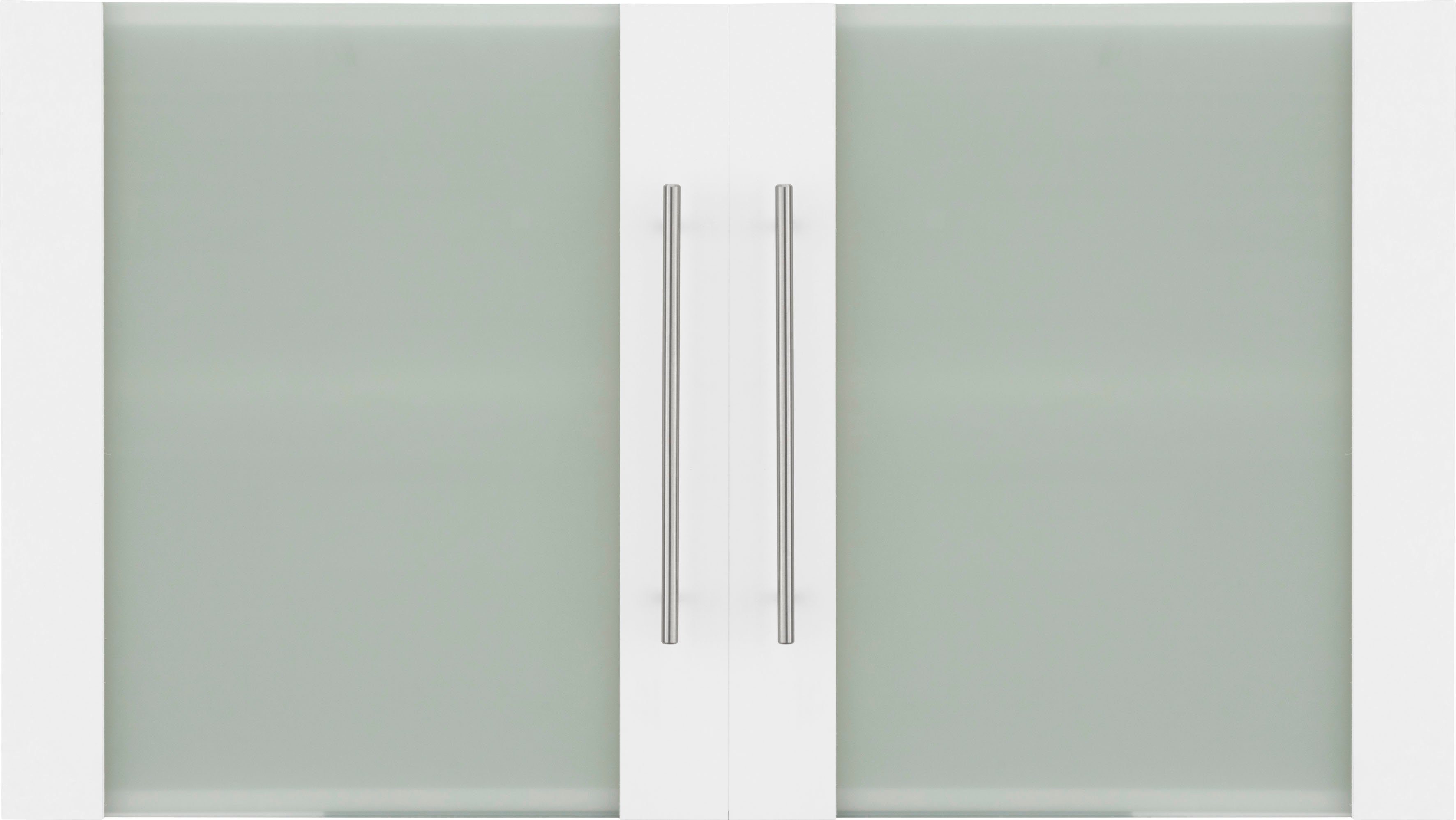 Glashängeschrank Unna Front mit Weiß Küchen wiho weiß/weiß Glaseinsatz |
