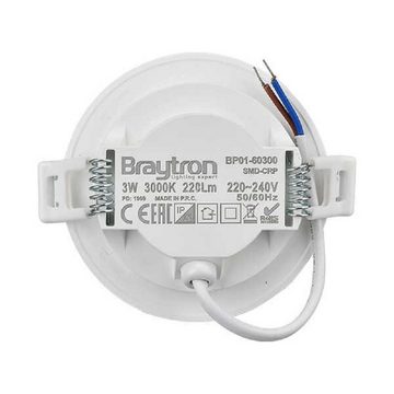 Braytron LED Einbaustrahler Einbau Leuchte Neutralweiß 3W Ø 8,5cm Deckenleuchte Ultra Flach