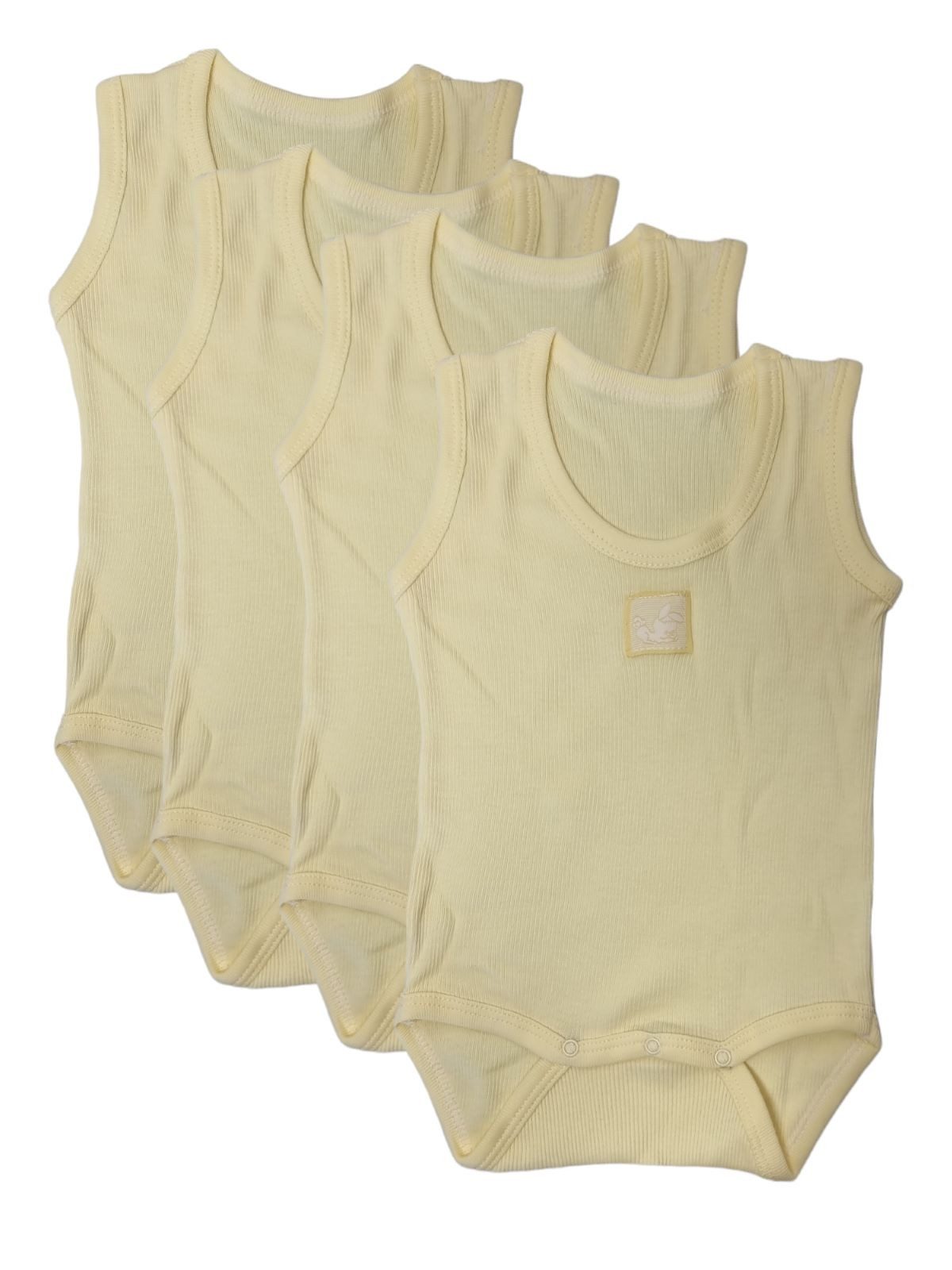 Toker Collection® Body Baby Body ohne Arm, gerippt, 100% Baumwolle, Achselträger (Packung, 4er Pack) Stickerei auf dem Bauch