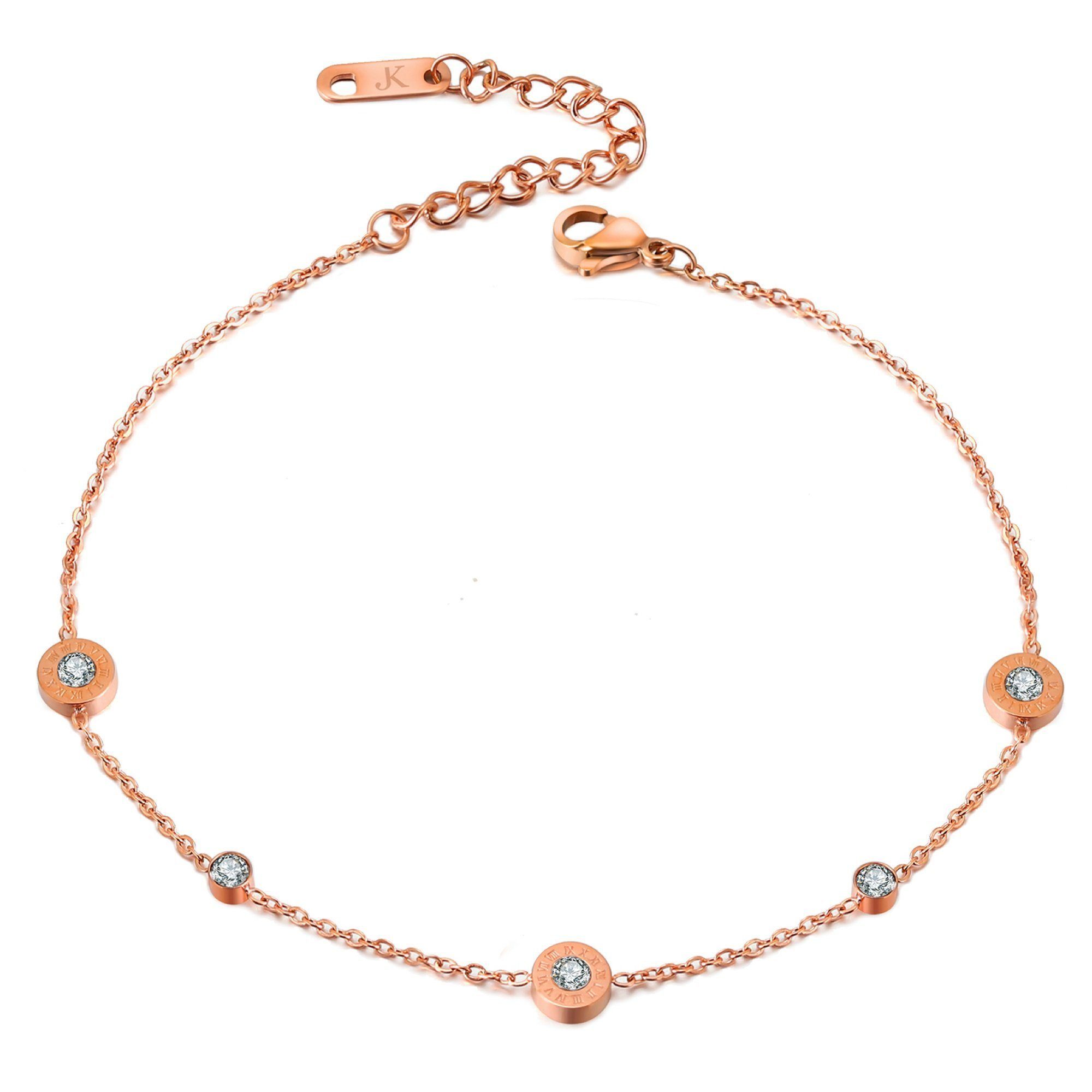 Kim Johanson Fußkette Timeless (1-tlg), mit Zirkonia aus Edelstahl Rosegold