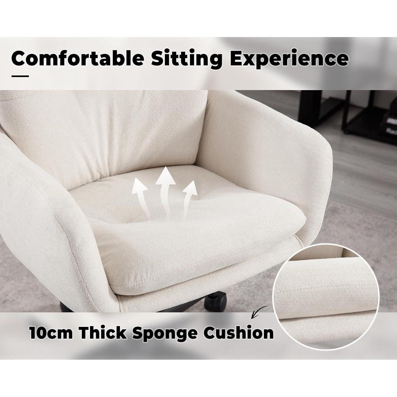 LuxusKollektion Schreibtischstuhl Moderner Chenille Bürostuhl mit Armlehnen, verstellbar, Beige