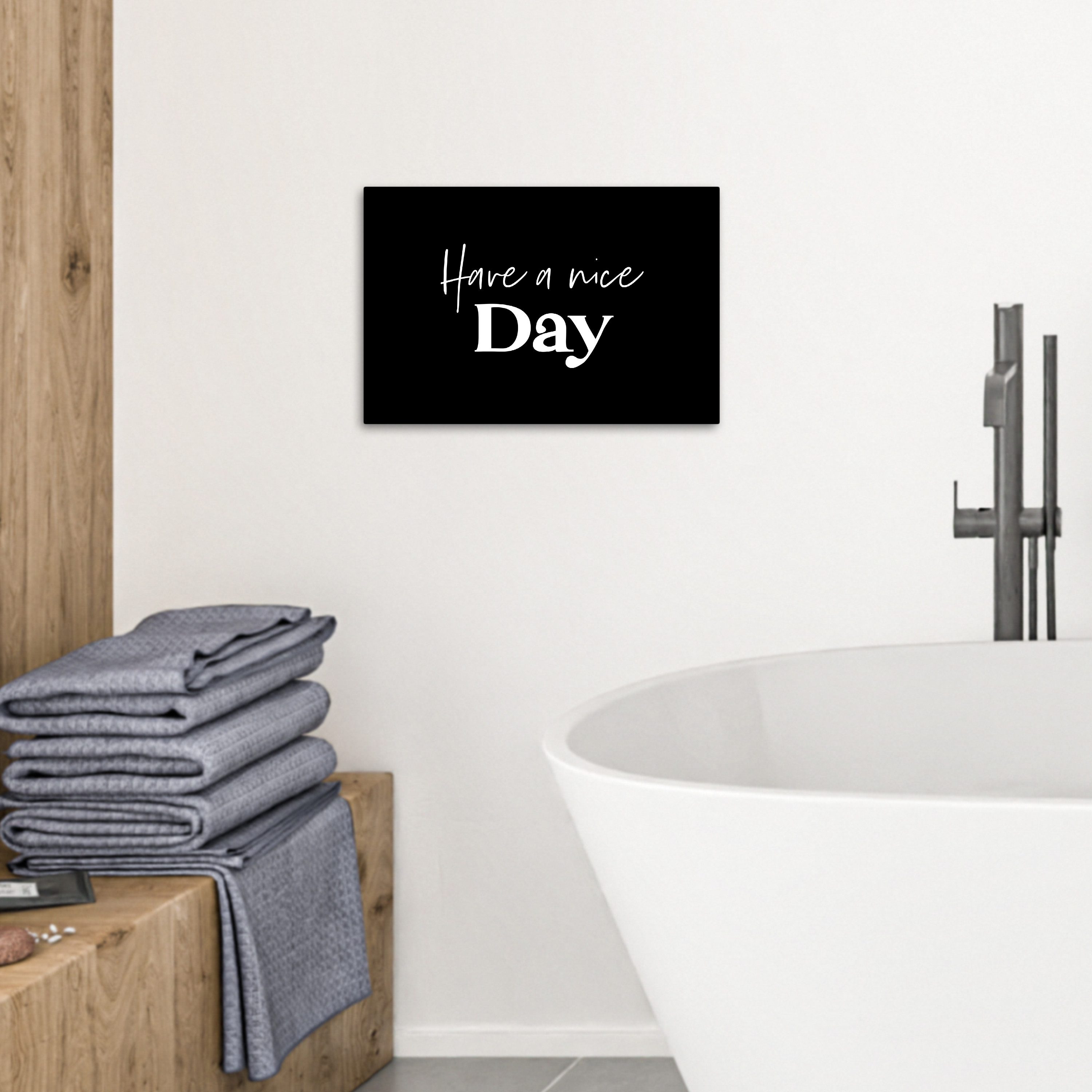 OneMillionCanvasses® Leinwandbild Have a nice day - Zitat - Schwarz - Sprüche, Fotodruck (1 St), Bilder für Badezimmer, Bad und Toiletten Deko, Bild WC 30x20 cm – Bild 3 von 5