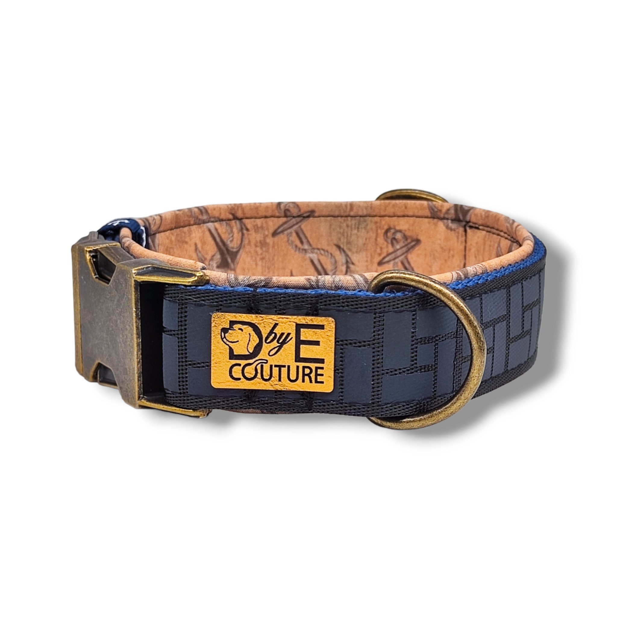 D by E Couture Hunde-Halsband "Northern Light II", reflektierend, gepolstert, verstellbar, 40mm breit, Handmade