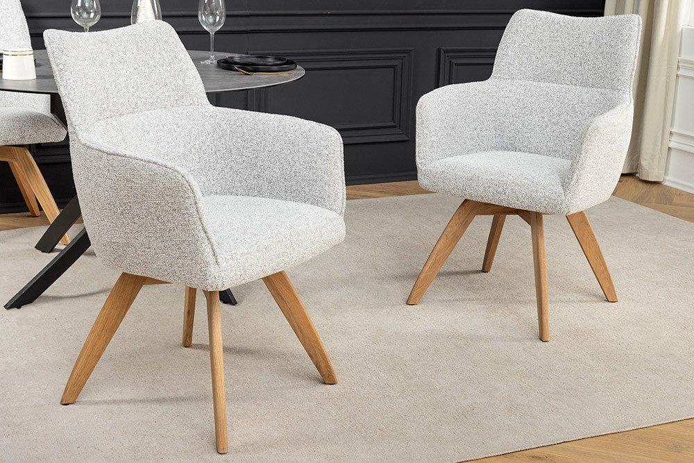 riess-ambiente Drehstuhl ASGARD beige - Strukturstoff, Federkern, mit Armlehnen, Auto Return (Einzelartikel, 1 St), 180° drehbarer Polsterstuhl - ideal für Büro, Küche, Wohn- & Esszimmer