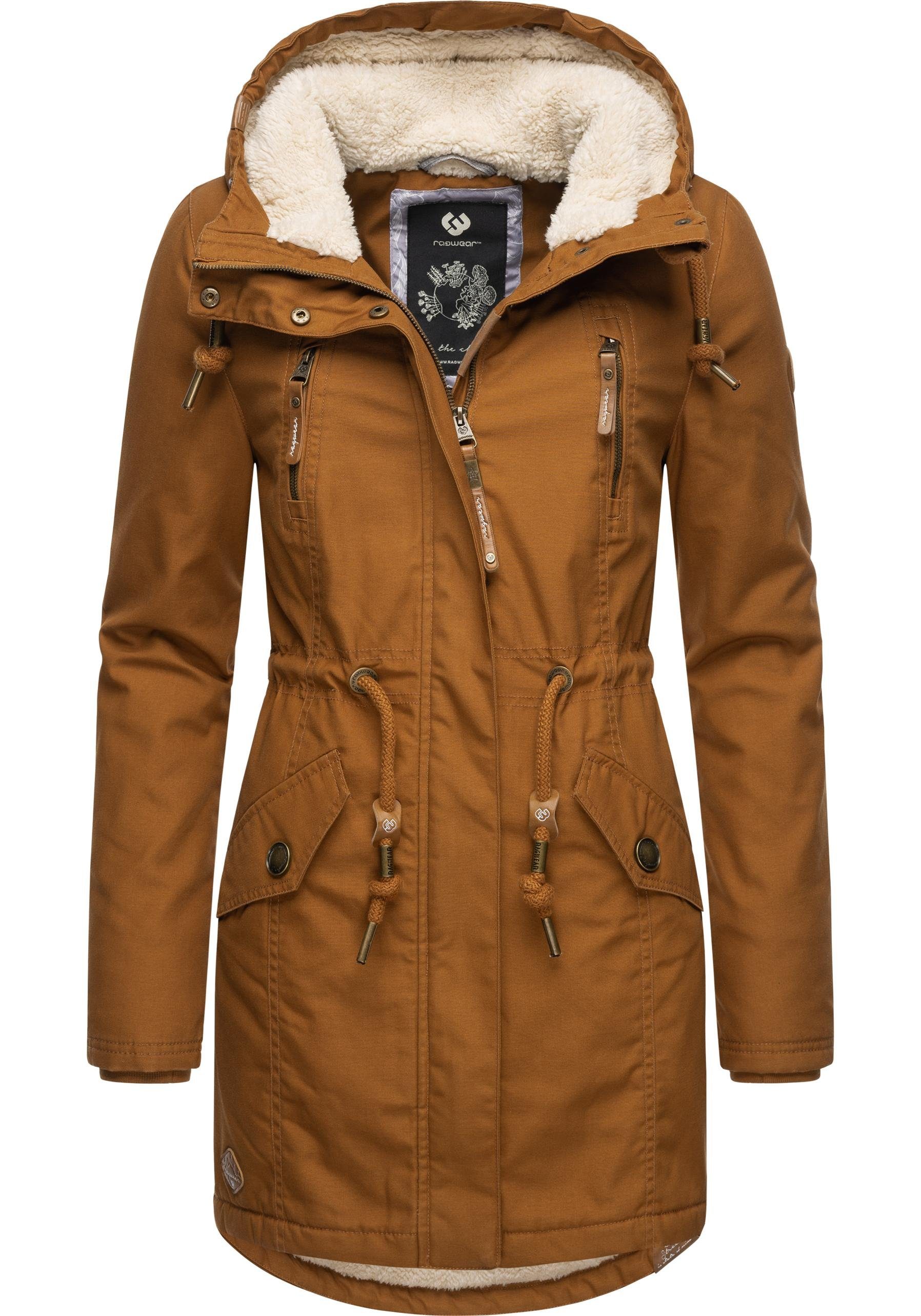 Ragwear Wintermantel Elsie stylischer Winterparka mit Kapuze und Teddyfleec günstig online kaufen