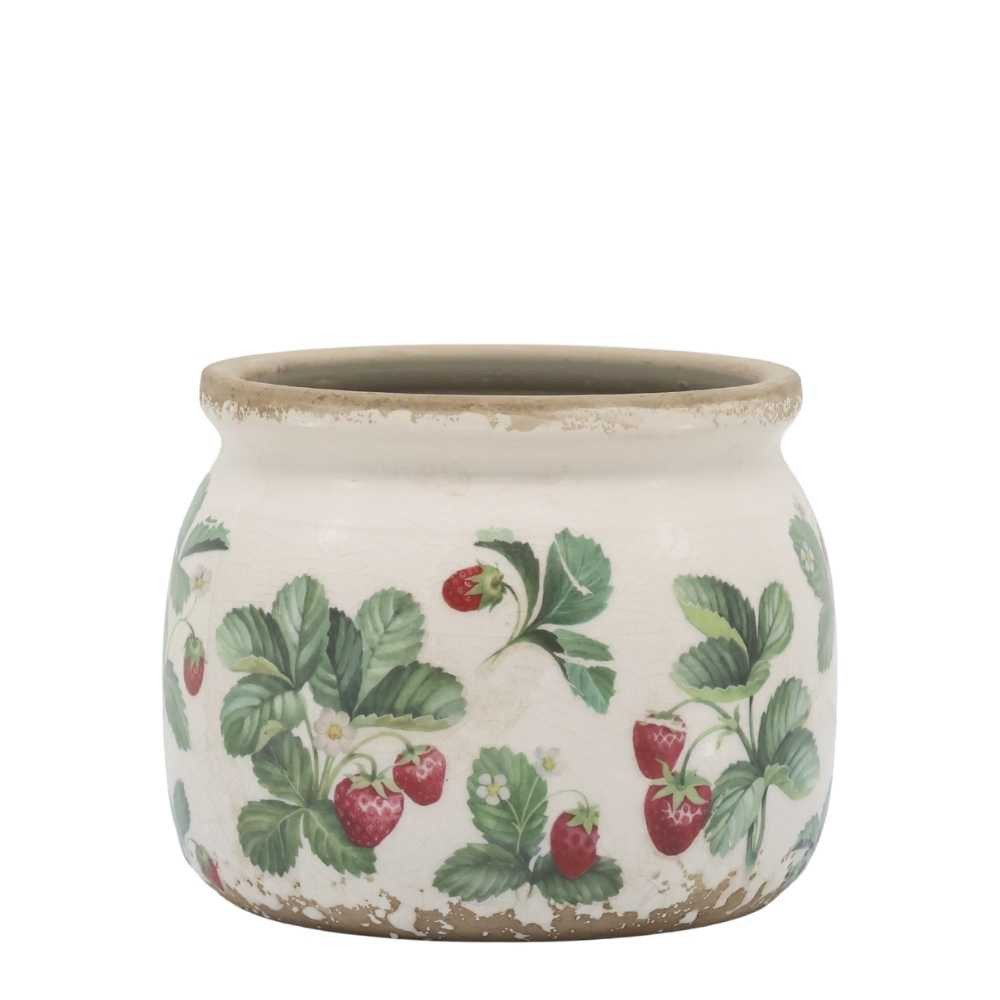 Chic Antique Blumentopf Chic Antique Blumentopf FRAISES Übertopf mit Erdbeeren 12x9 cm