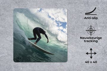 MuchoWow Gaming Mauspad Surfer auf Wellen (1-St), Mousepad mit Rutschfester Unterseite, Gaming, 40x40 cm, XXL, Großes
