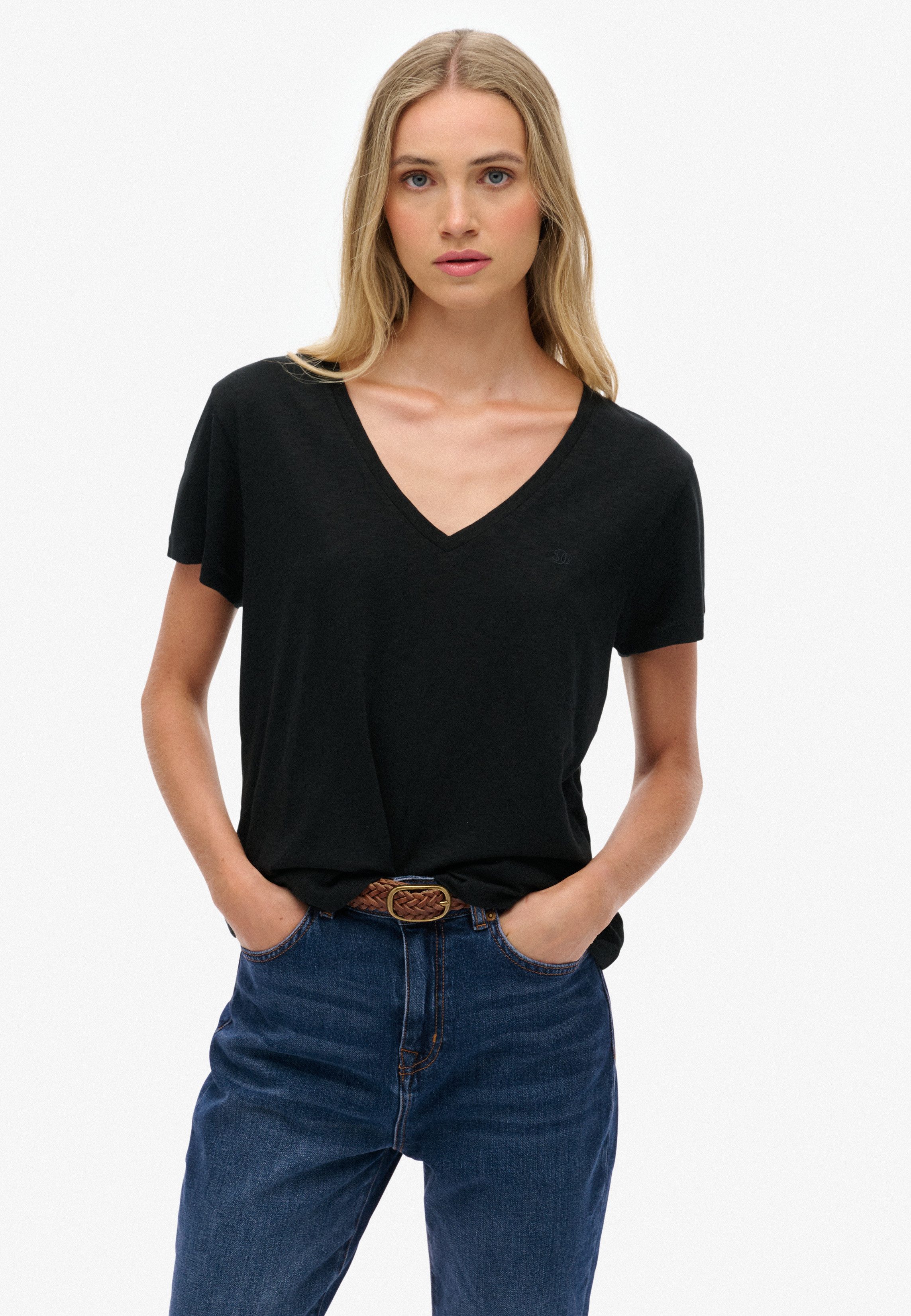 Superdry T-Shirt STUDIOS SLUB EMB VEE günstig online kaufen