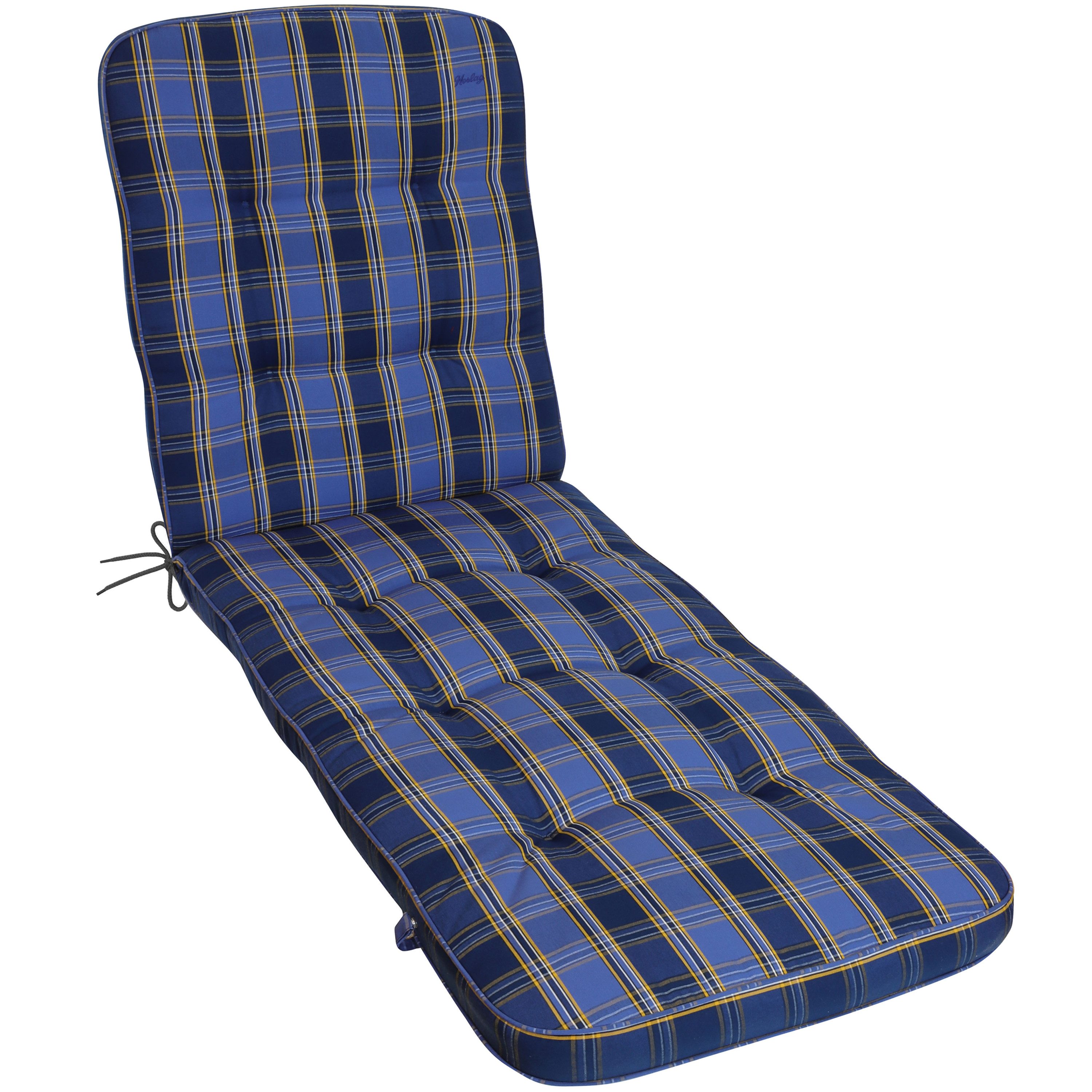 Herlag Liegenauflage Tilly 200x65x9cm, Rollliegenauflage Blau-Kariert UV-Schutz