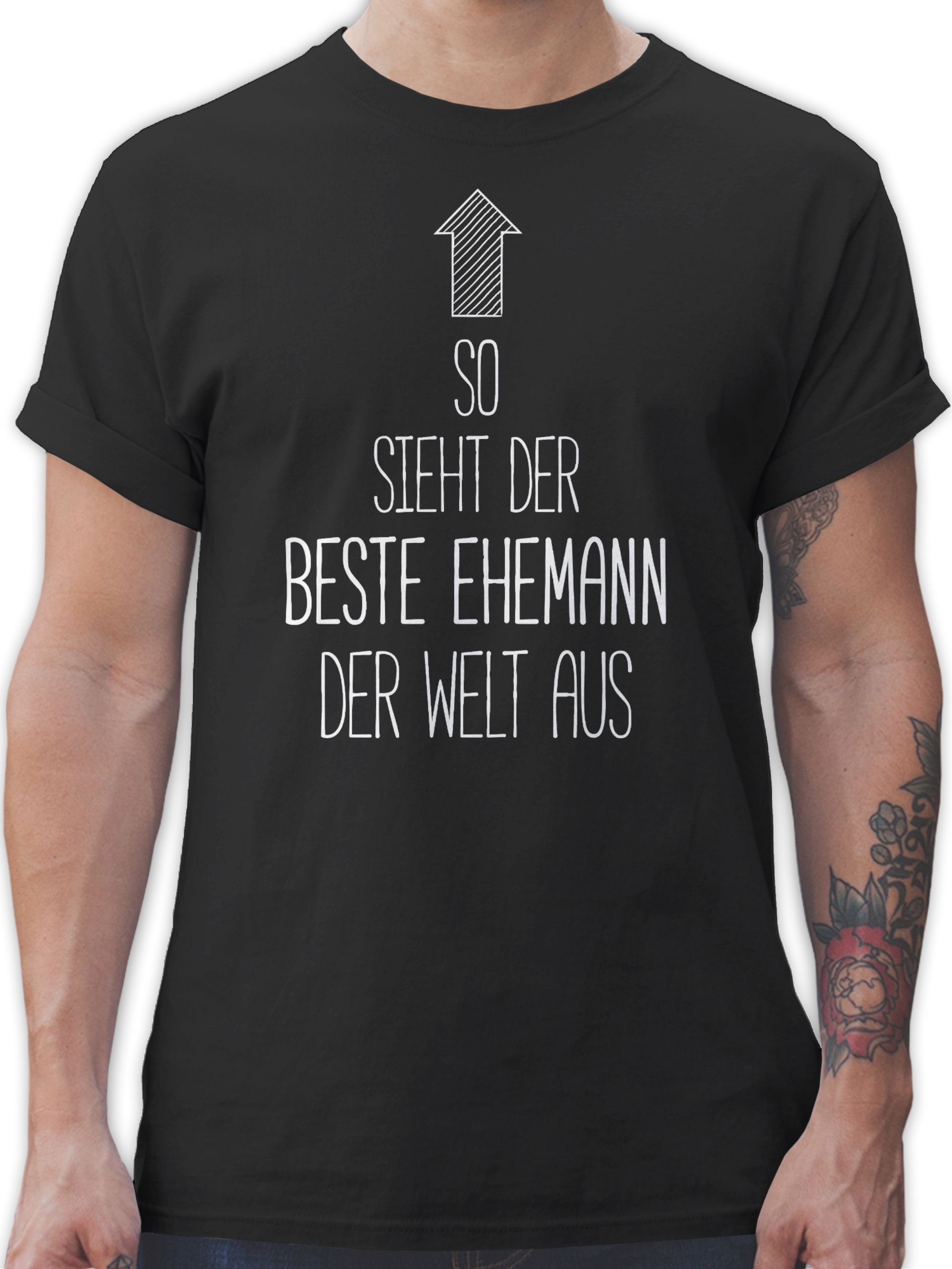 Shirtracer T-Shirt So & Herren der Schwarz Geschenke beste sieht Ehemann der 01 Männer Welt aus