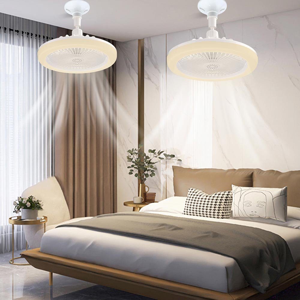 MUPOO Deckenventilator mit Licht Beleuchtung und Deckenventilatoren, Esszimmer Weiß-E27-Lichtfarbe Schlafzimmer fur Deckenlampe 30W Küche Modi, 3 Ventilator, Fernbedienung,LED mit