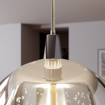 Lucande Pendelleuchte Hayley, LED-Leuchtmittel fest verbaut, warmweiß, Modern, Glas, Metall, klar, chrom, 5 flammig, inkl. Leuchtmittel, Glas