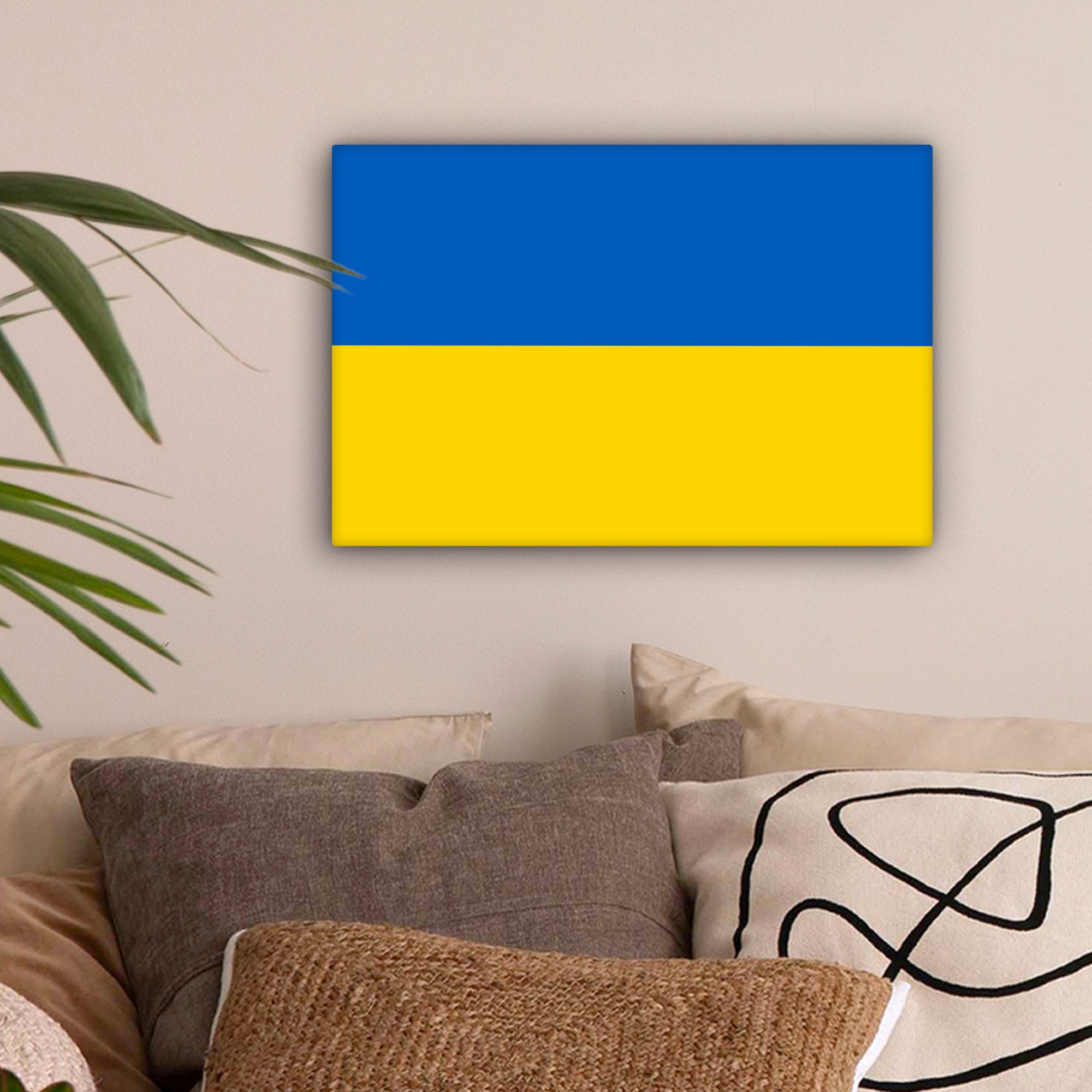 OneMillionCanvasses® Leinwandbild Bild der Flagge der Ukraine, Fotodruck (1 St), Leinwand Bilder Klein, Wand Dekoration Aesthetic 30x20 cm