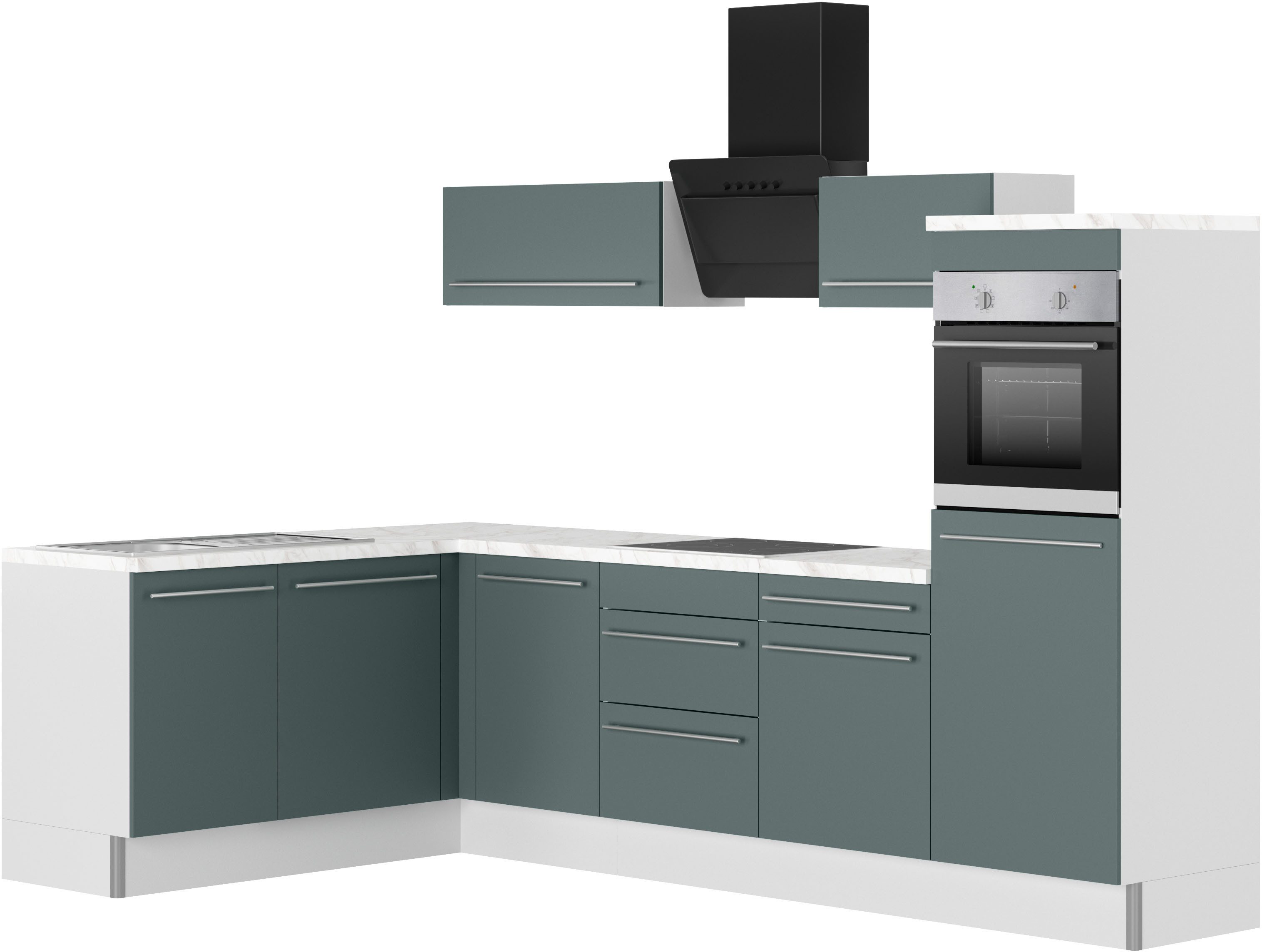 KOCHSTATION Küche KS-Bern2, Stellmaße 295 x 175 cm, wahlweise mit E-Geräten