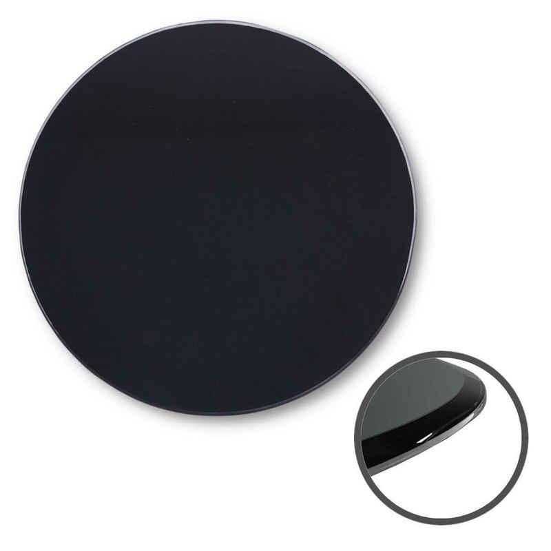HOOZ Tischplatte aus Glas Ø 90 x 0,6 cm oder als Funkenschutzplatte für den Kamin (schwarzes Glas, 1 St., ESG-Sicherheitsglas), mit hochwertigem Facettenschliff