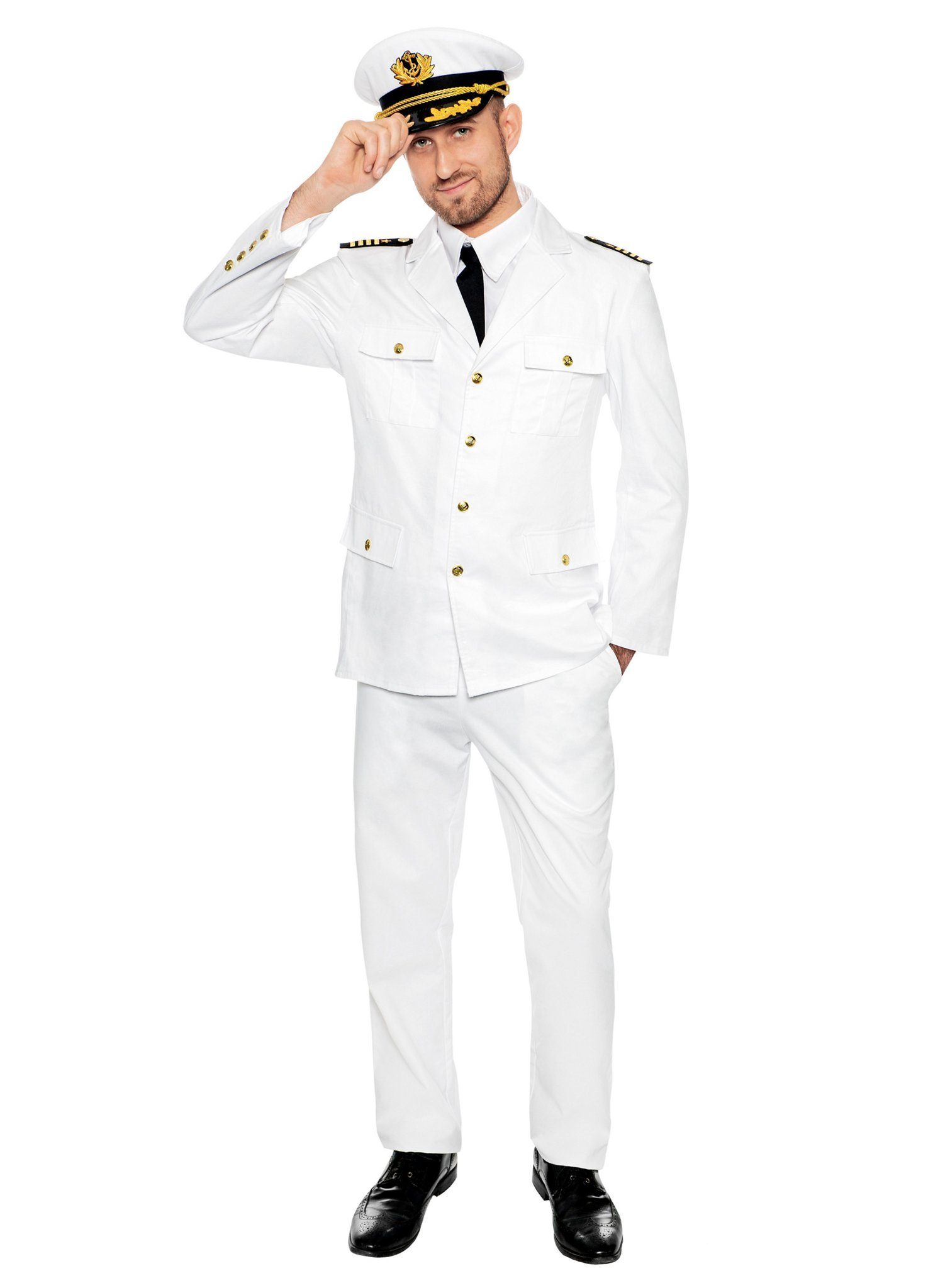 Maskworld Kostüm Kapitän Uniform - Karneval Faschingskostüm Herren, Adrettes Kapitänskostüm aus Baumwolle von MASKWORLD