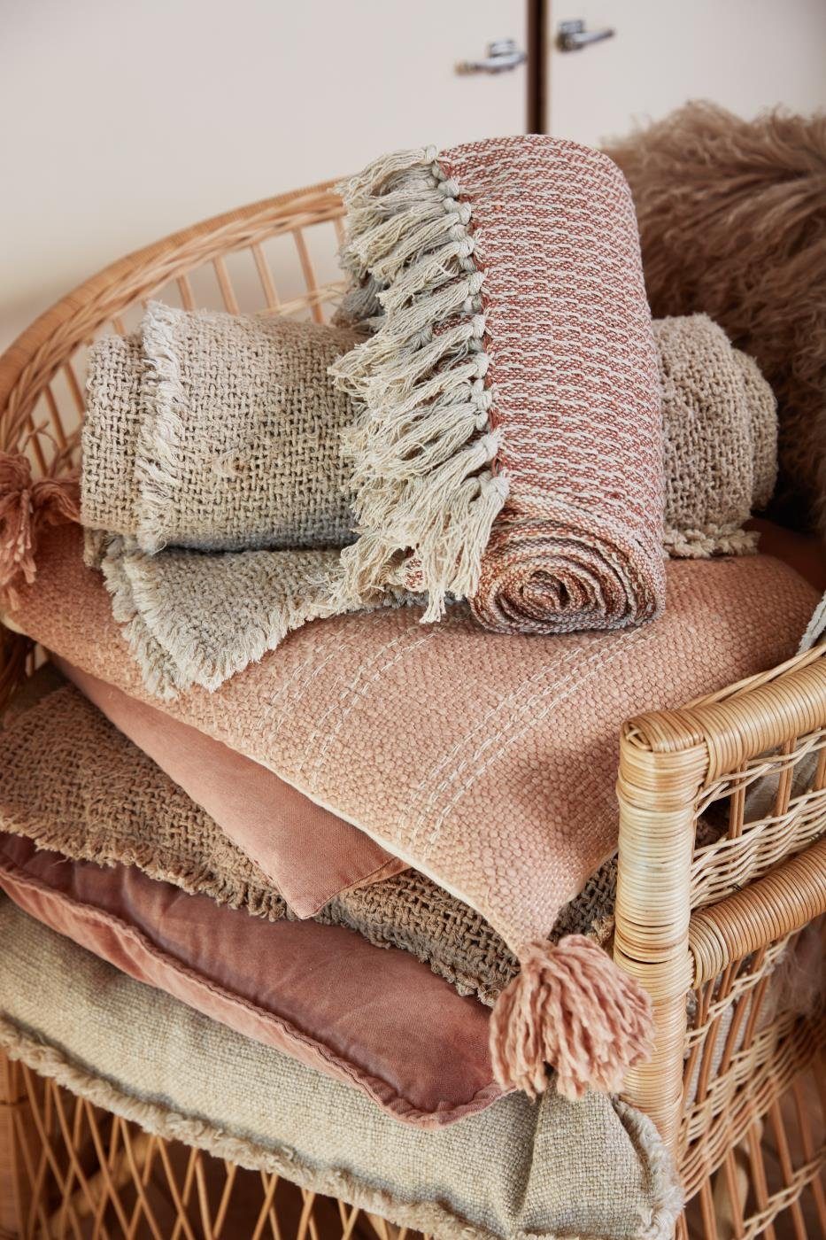 Wohndecke IB Laursen Plaid Rot-Braun Creme 130x160, Ib Laursen