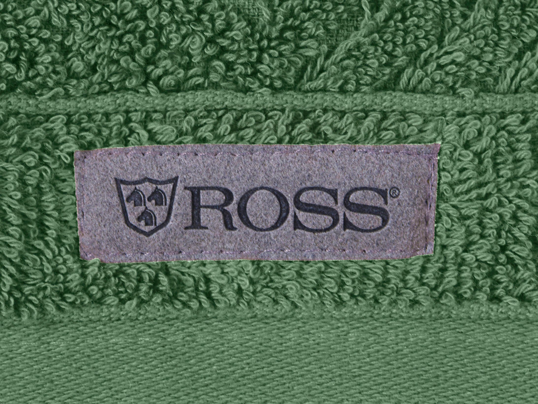ROSS Duschtuch Smart, Frottier kiefer mit Uni-Rippe Velourslabel (1-St)