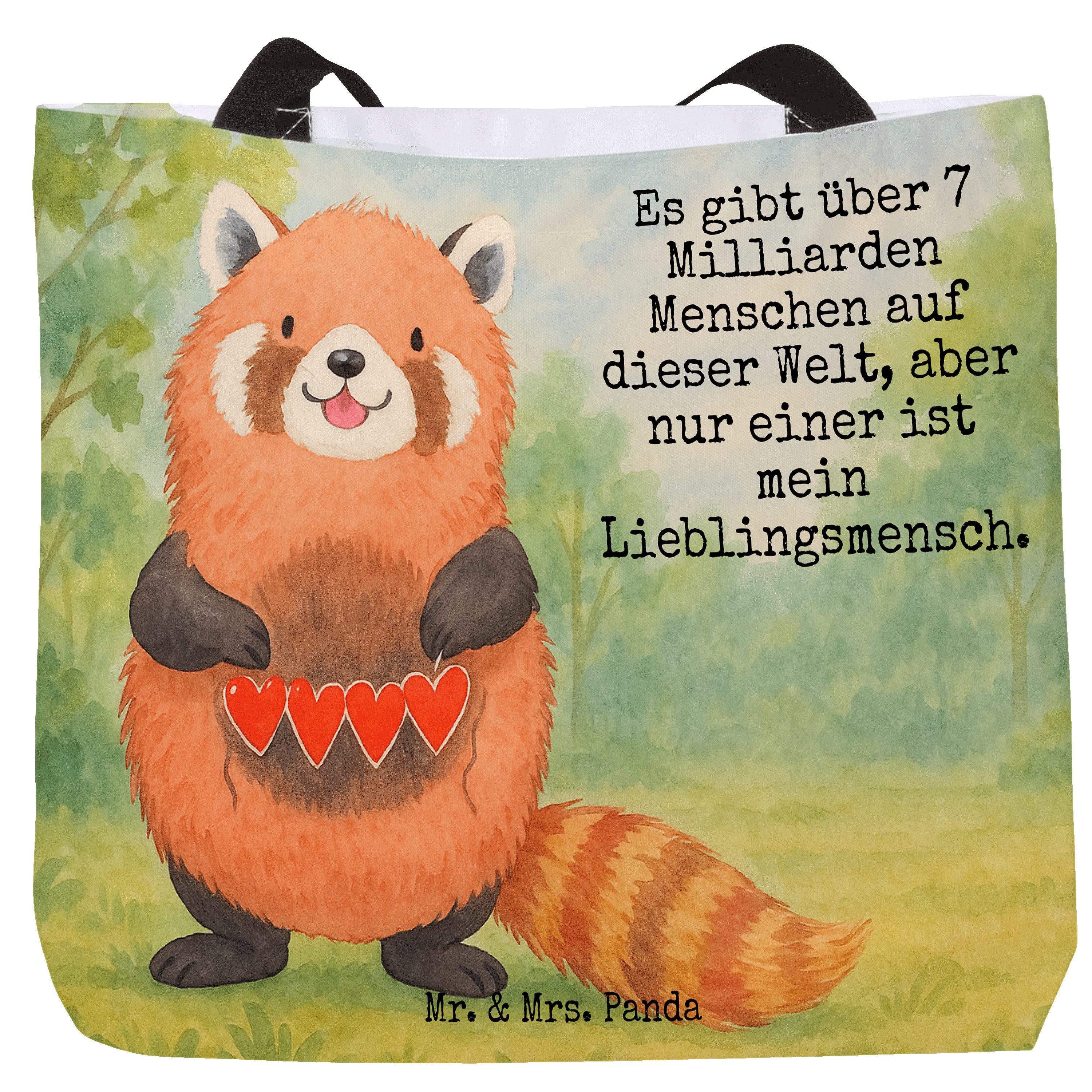 Shopper Roter Panda Design, Tote Bag, Weiß, Lieblingsmensch, Stoffbeutel, Bag