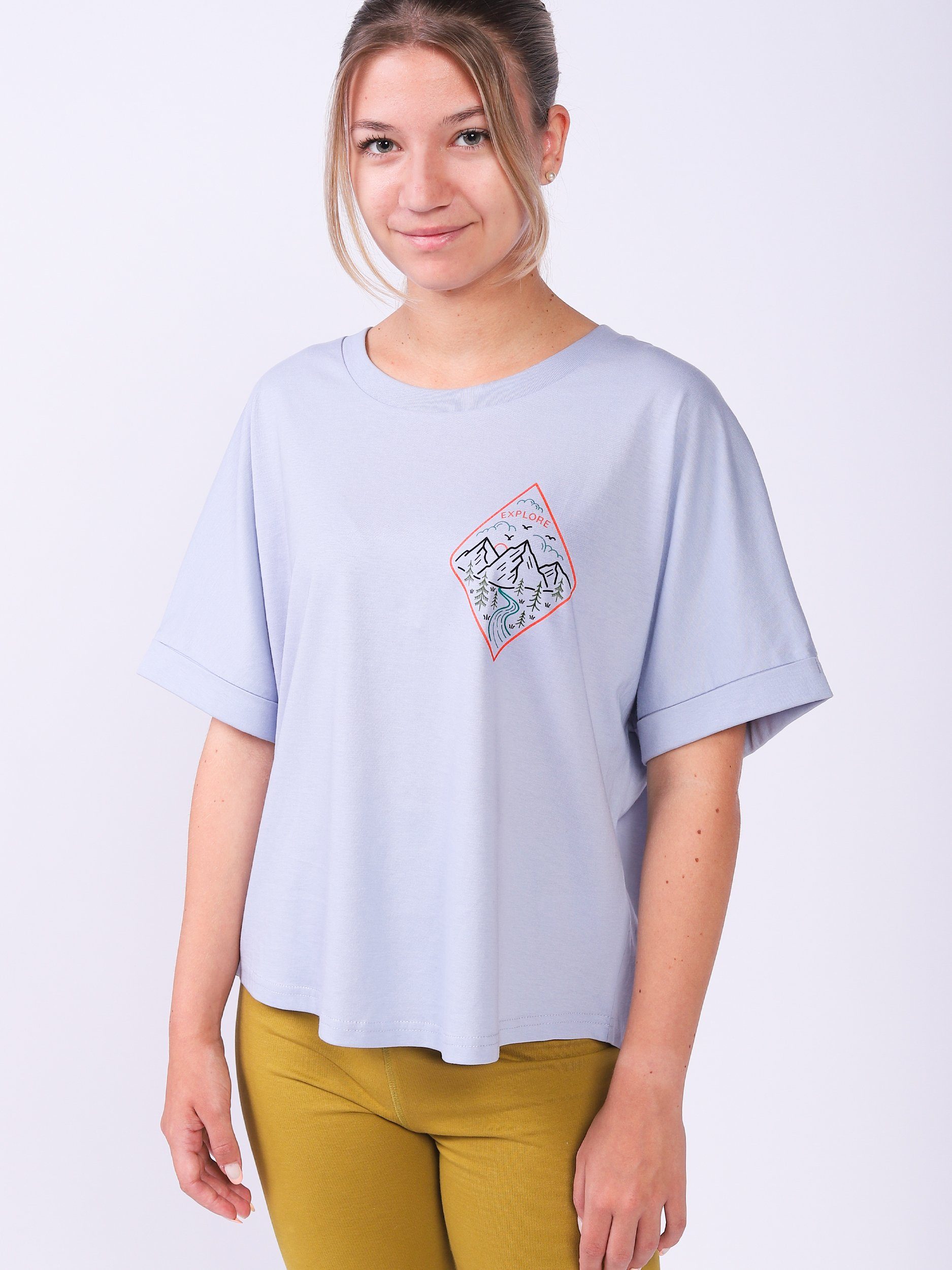 wat? Apparel Print-Shirt Explore (1-tlg) Serene Blue