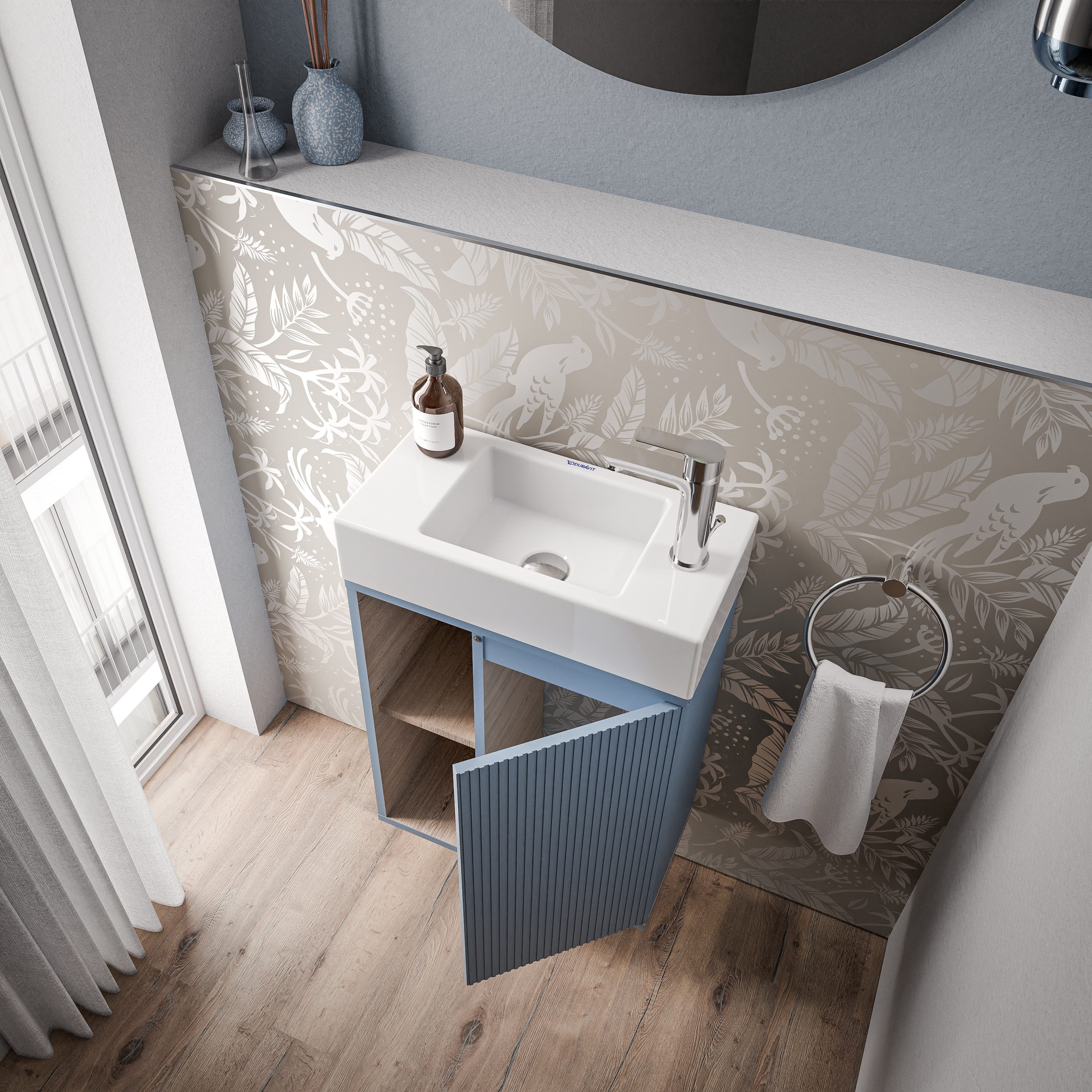 Bernstein Badmöbel-Set BELDIVO, (mit Waschbecken DURAVIT, günstig online kaufen