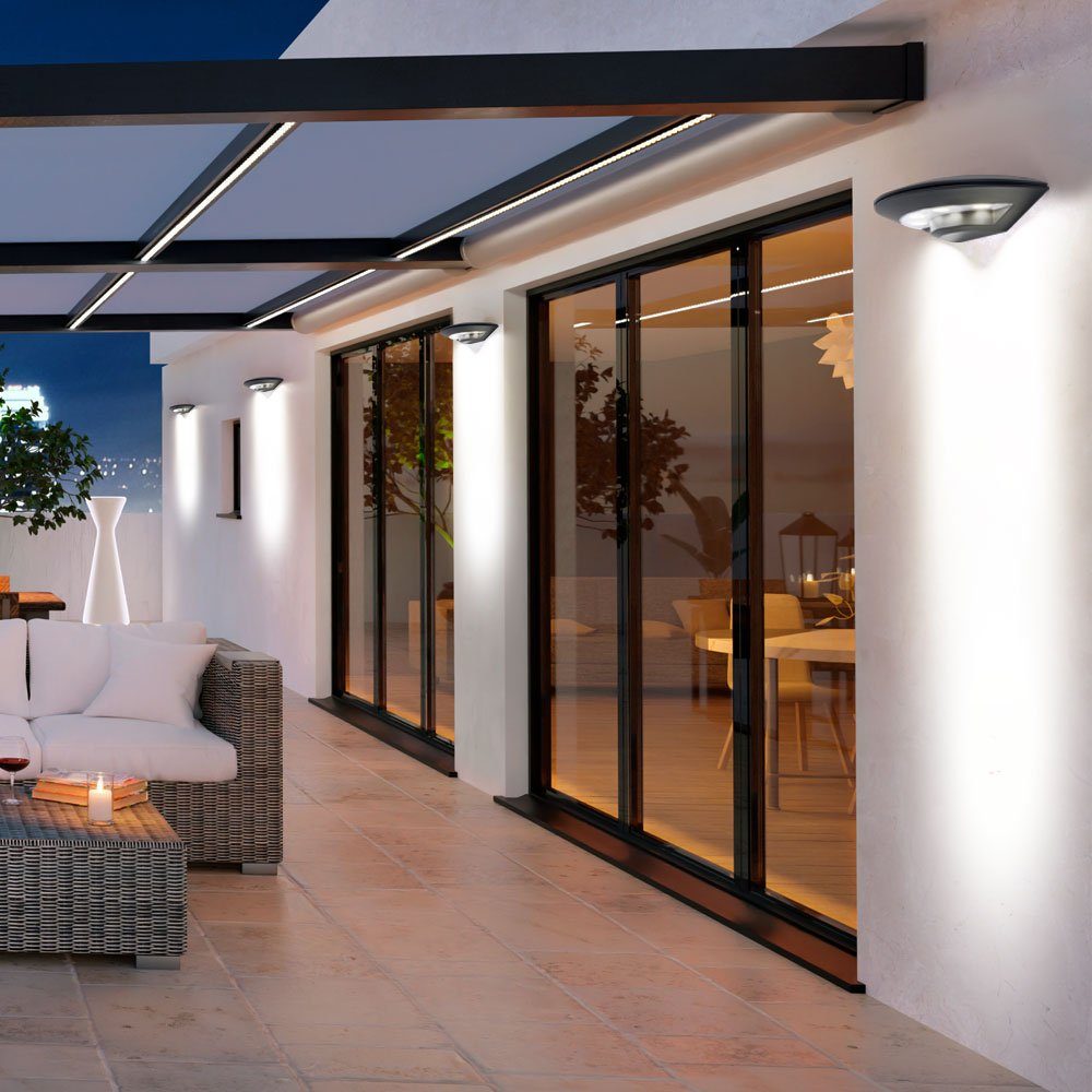 etc-shop Außen-Wandleuchte, LED-Leuchtmittel Warmweiß, Terrassen Außen 2x LED verbaut, ALU Wand Lampen anthrazit fest Balkon Bereich