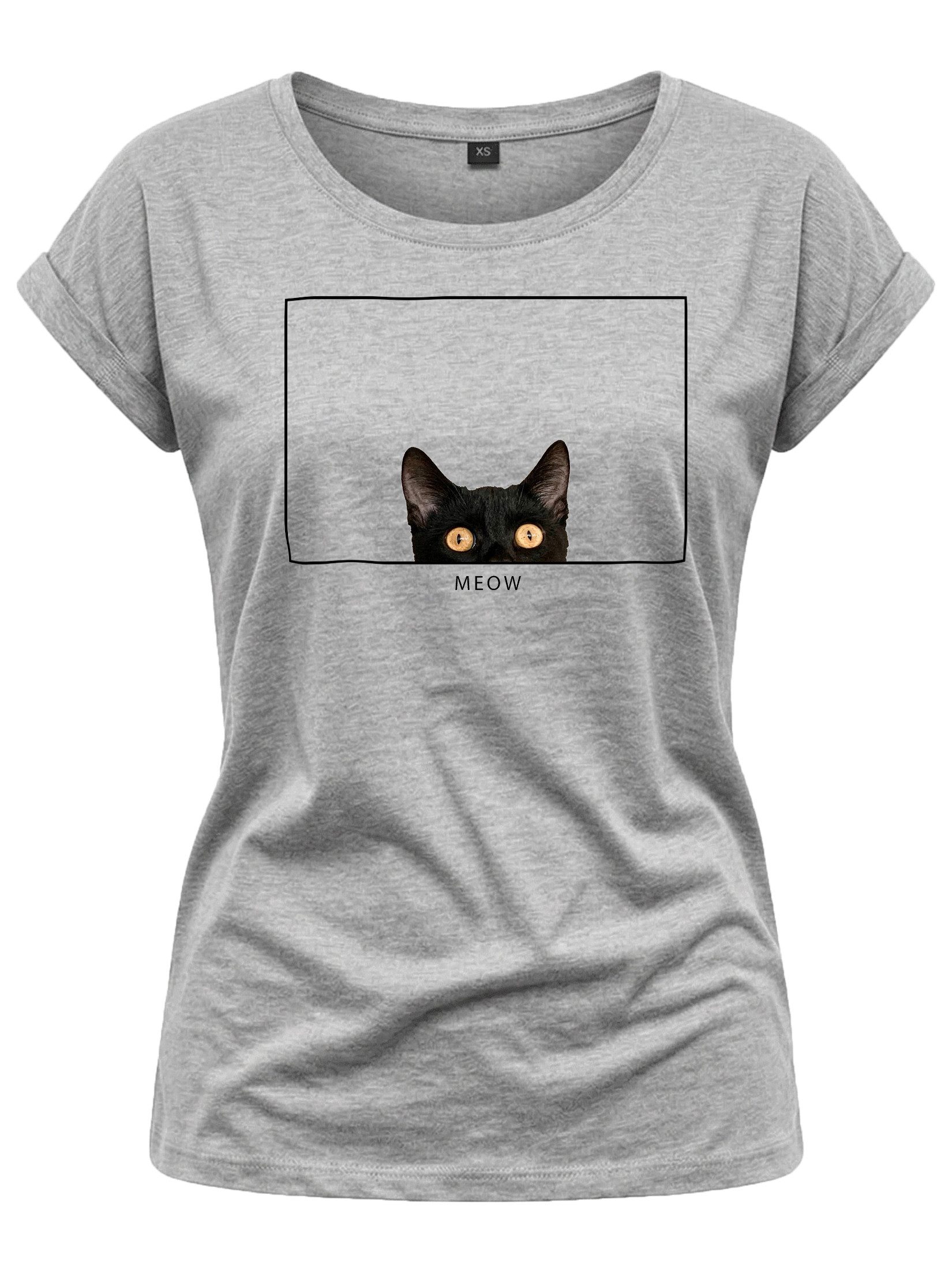 Print-Shirt Katzenshirt Damen Top Katzenmotiv Lustige Katzen Geschenke