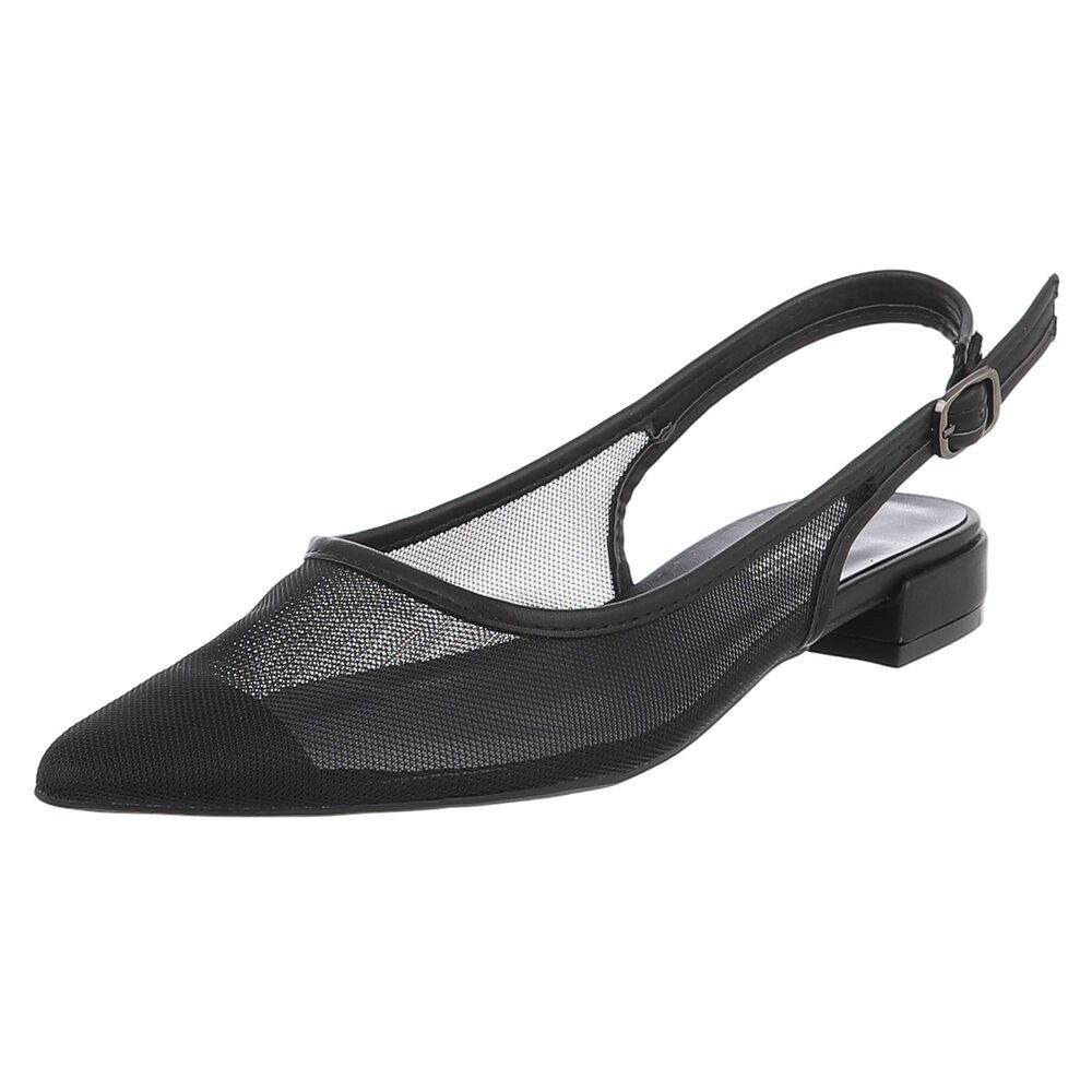 Ital-Design Elegante Sling-Pumps mit atmungsaktivem Obermaterial und Blockabsatz Schnürpumps (91512355) Blockabsatz Schnür- & Riemchenpumps in Schwarz