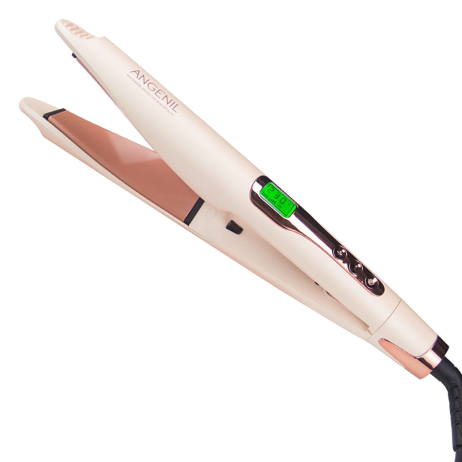 ANGENIL Glätteisen Pro Twist Glätteisen für Damen, 2-in-1 Glätteisen und Lockenstab, mit Dualspannung und hitzebeständiger Silikonmatte