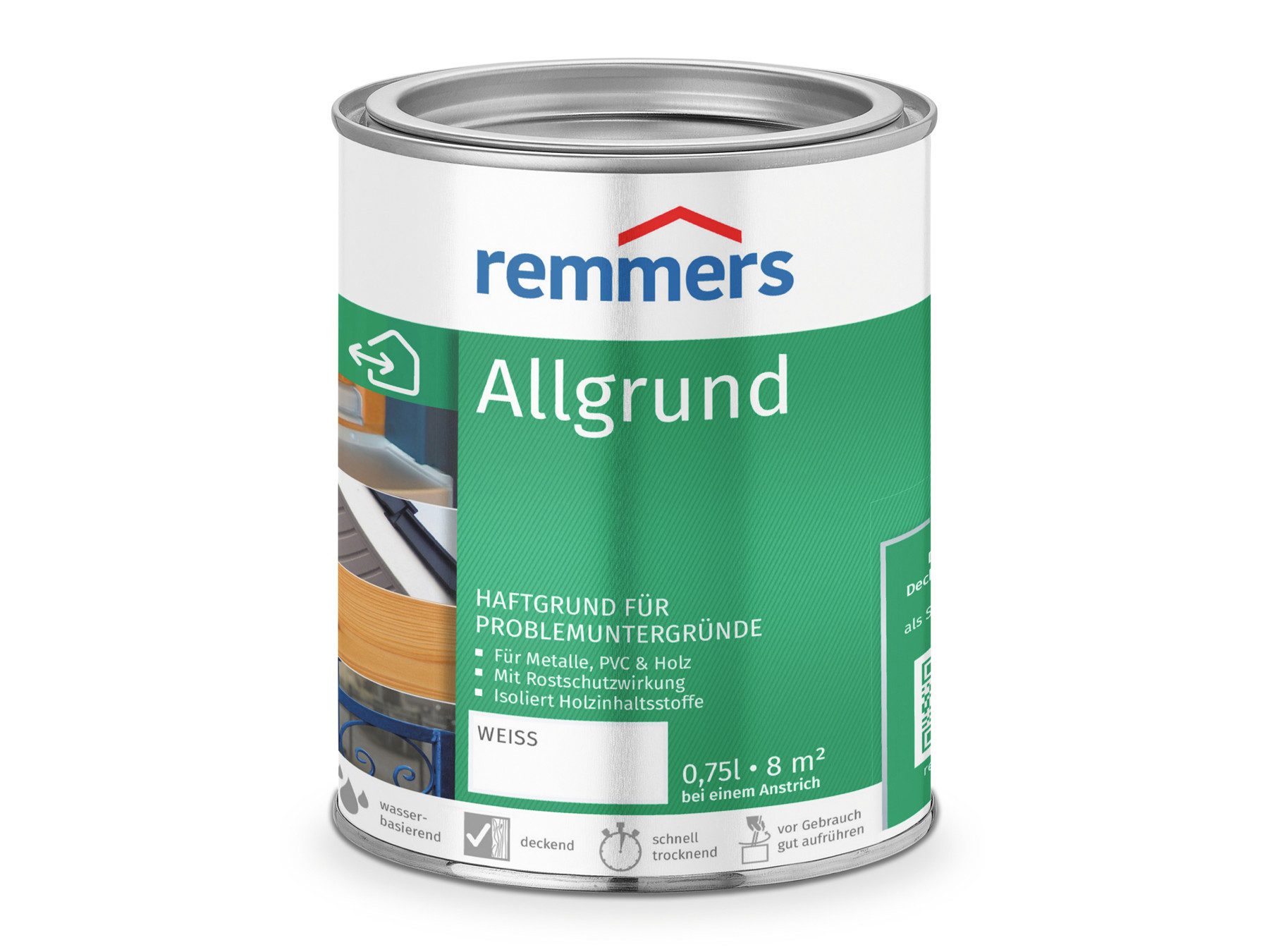 Remmers Isoliergrundierung Allgrund grau Haftgrund 0,75 Liter, für verschiedene Oberflächen mit Rostschutz und Isoliergrund