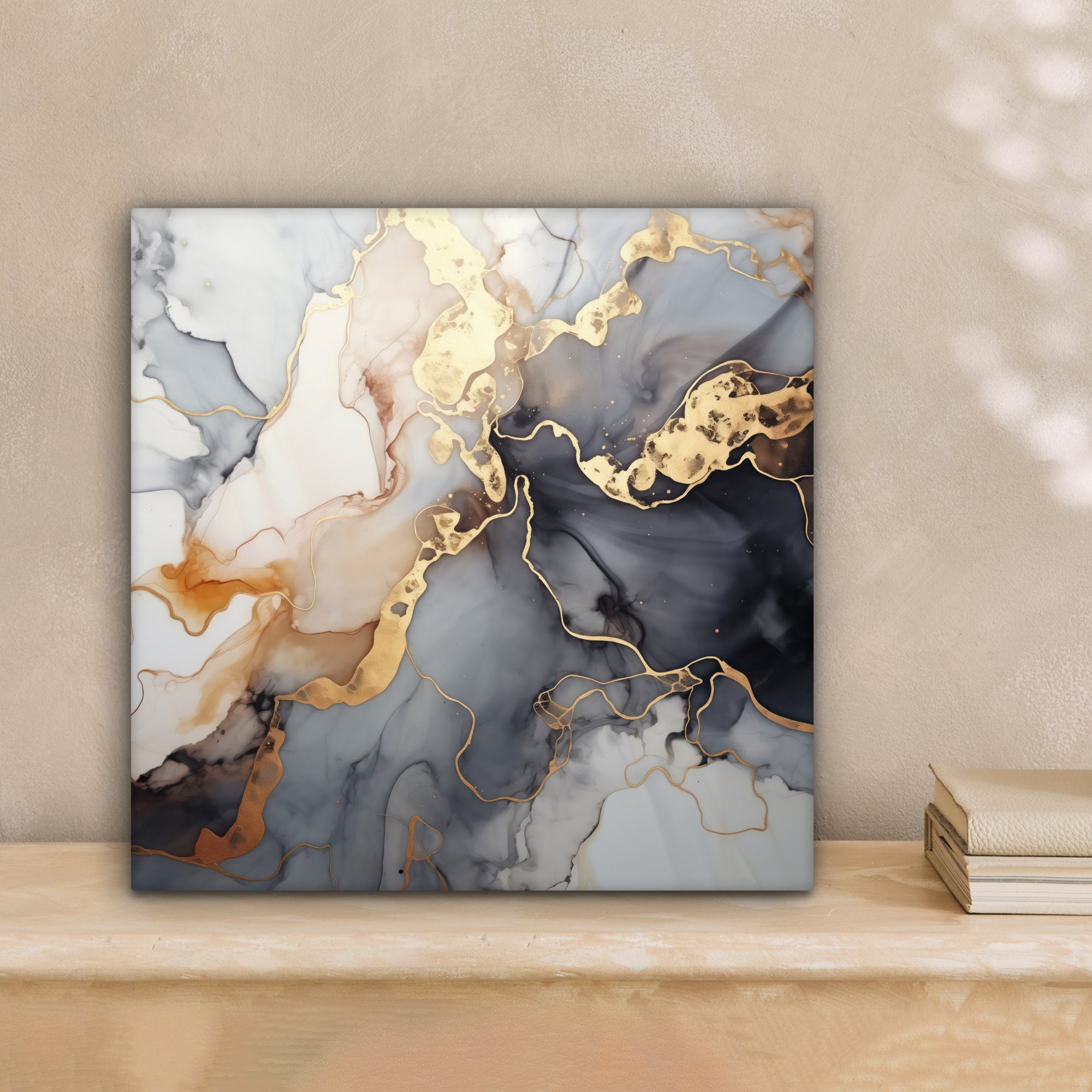 OneMillionCanvasses® Leinwandbild Marmor - Schwarz - Gold - Weiß, Fotodruck günstig online kaufen