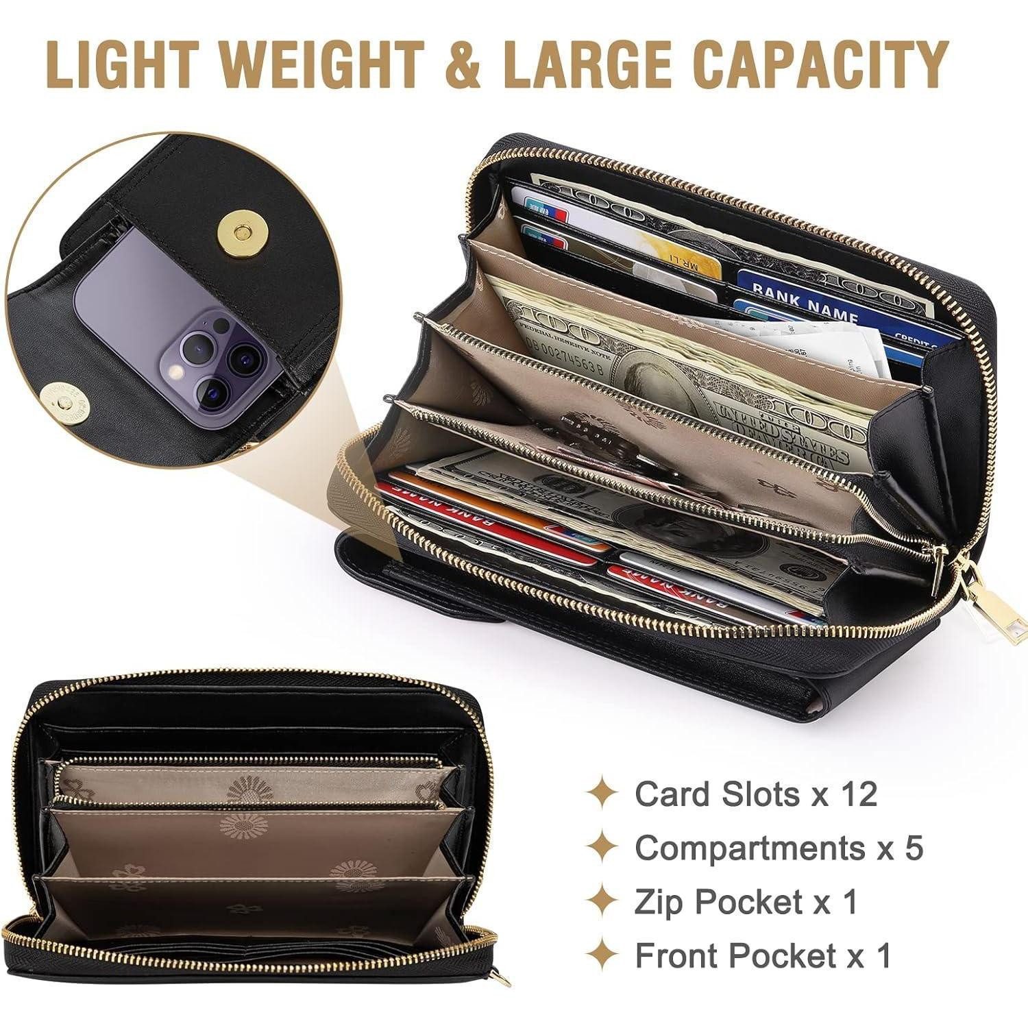 LuxusKollektion Handytasche Handytasche Umhängetasche Damen RFID Schutz Leder Schultertasche 12