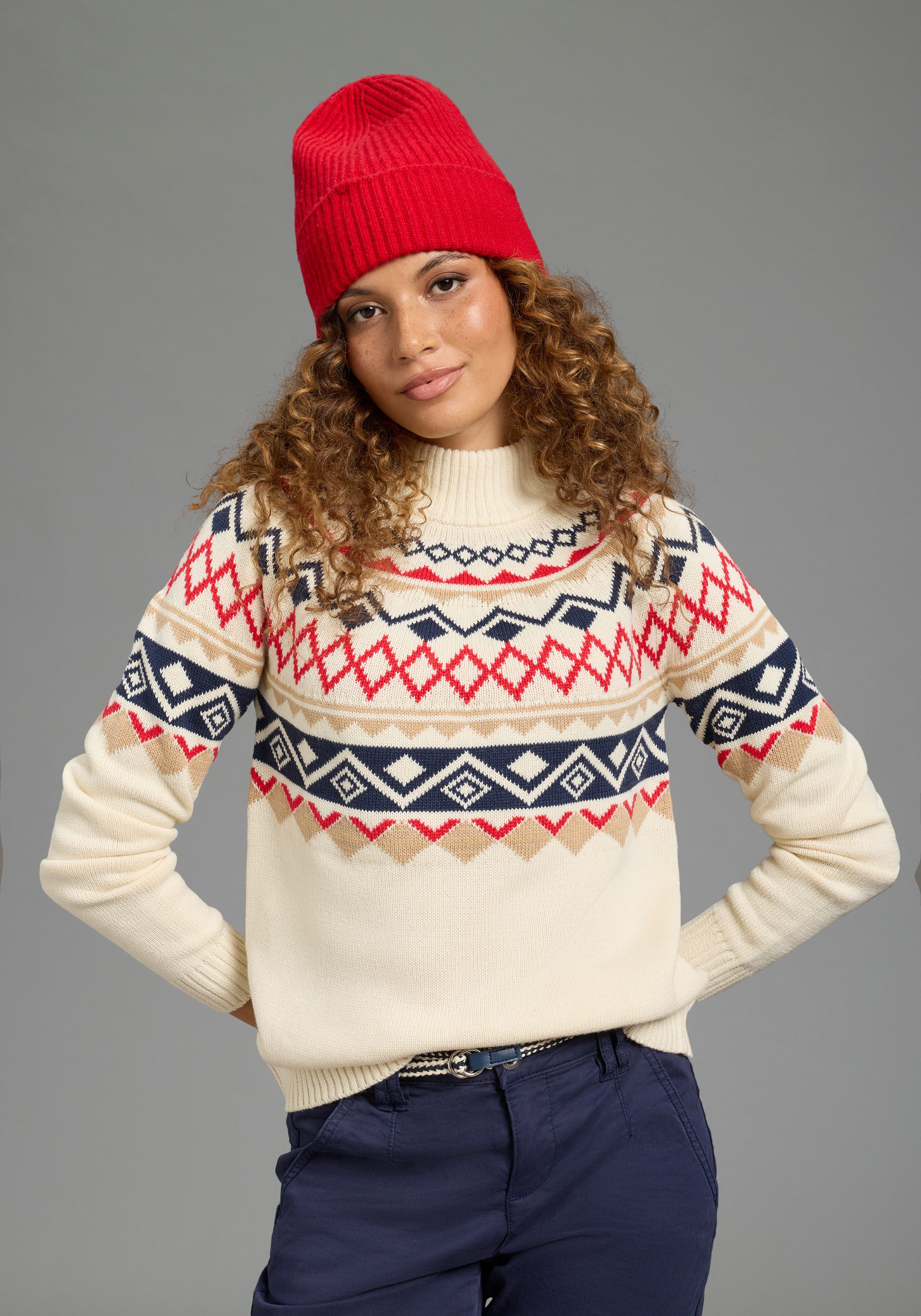 KangaROOS Norwegerpullover hüftbedeckende Länge, figurumspielende Passform