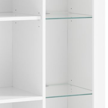 Lomadox Vitrine Mailand-61 Vitrinenschrank Wohnzimmerschrank Highboard 80cm breit weiß hochglanz