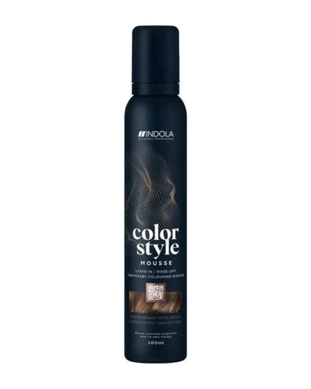 Indola Haarfestiger INDOLA Color Style Mouse Farb-Schaumfestiger Mittelbraun 200 ml, Packung, das Mousse bietet Glanz, Pflege und flexible Farbveränderung