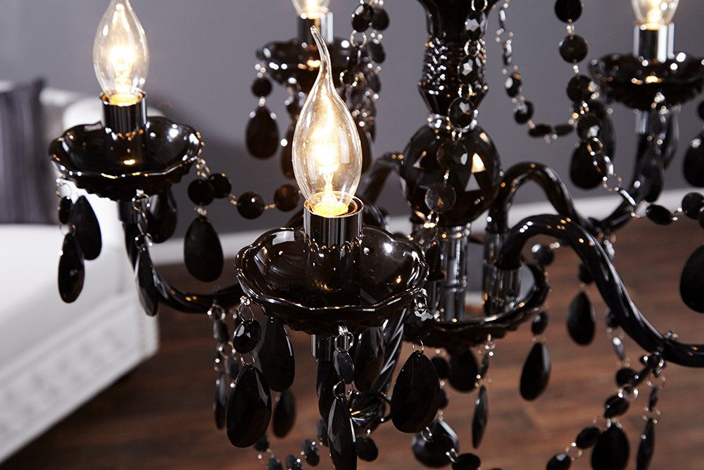 riess-ambiente Kronleuchter BLACK CRYSTAL 55cm schwarz, ohne Leuchtmittel, Hängelampe · Wohnzimmer · Acryl · Schlafzimmer · Barock Design – Bild 4 von 5