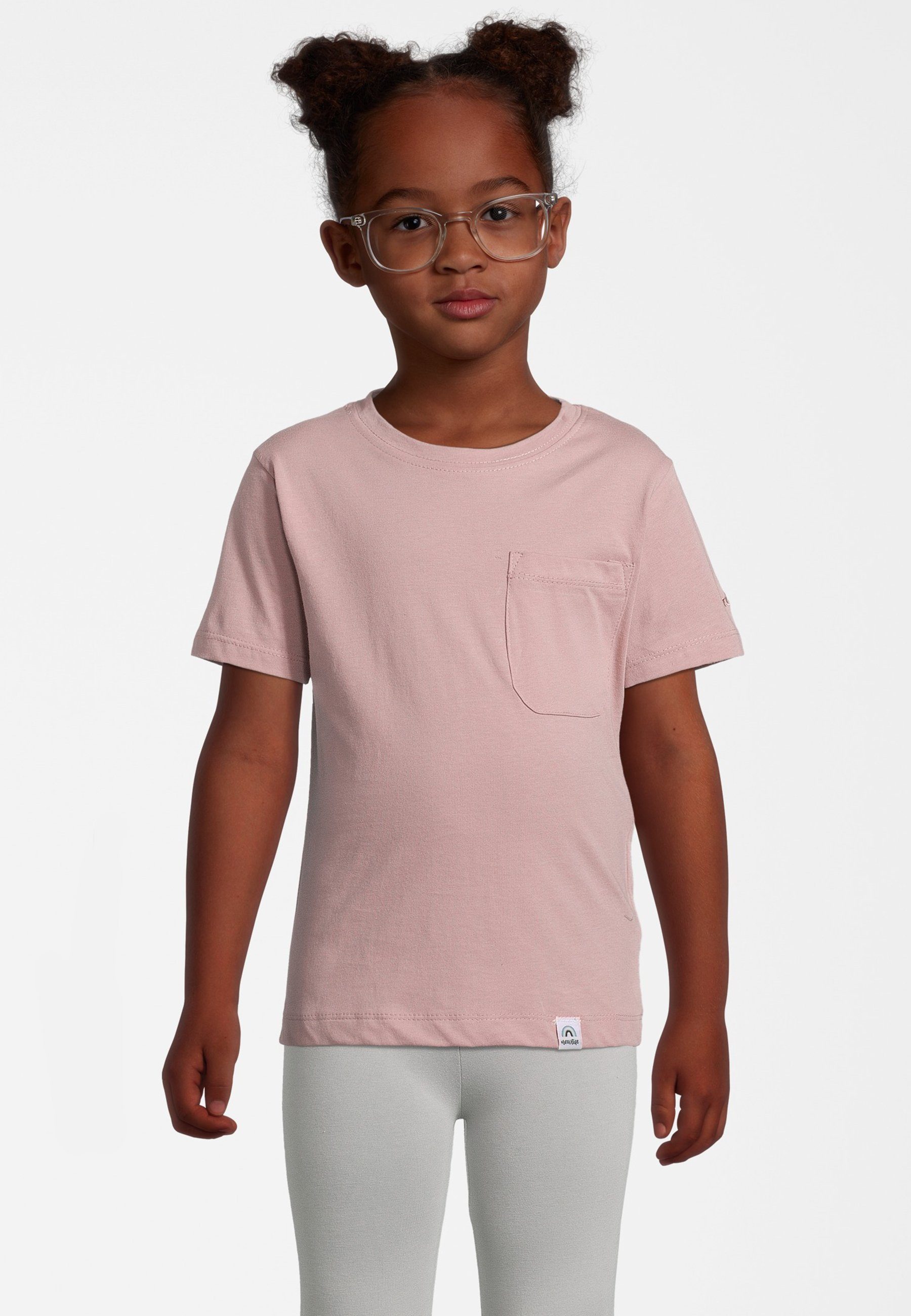 New Life T-Shirt TEE - CREW NECK PATCH POCKET GOTS zertifizierte Bio-Baumwolle rosa