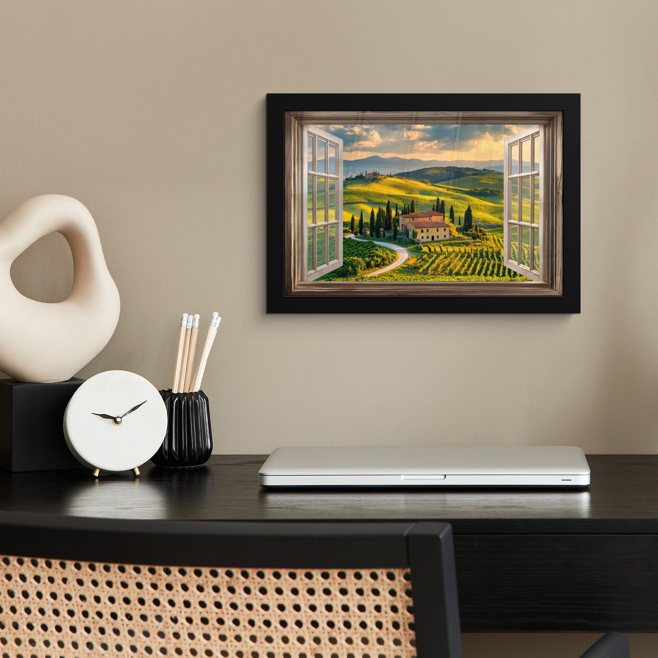 MuchoWow Poster Ansichten - Toskana - Landschaft - Sommer, (1 St), Wandbilder, Deko Wohnzimmer Schlafzimmer, 30x20 cm