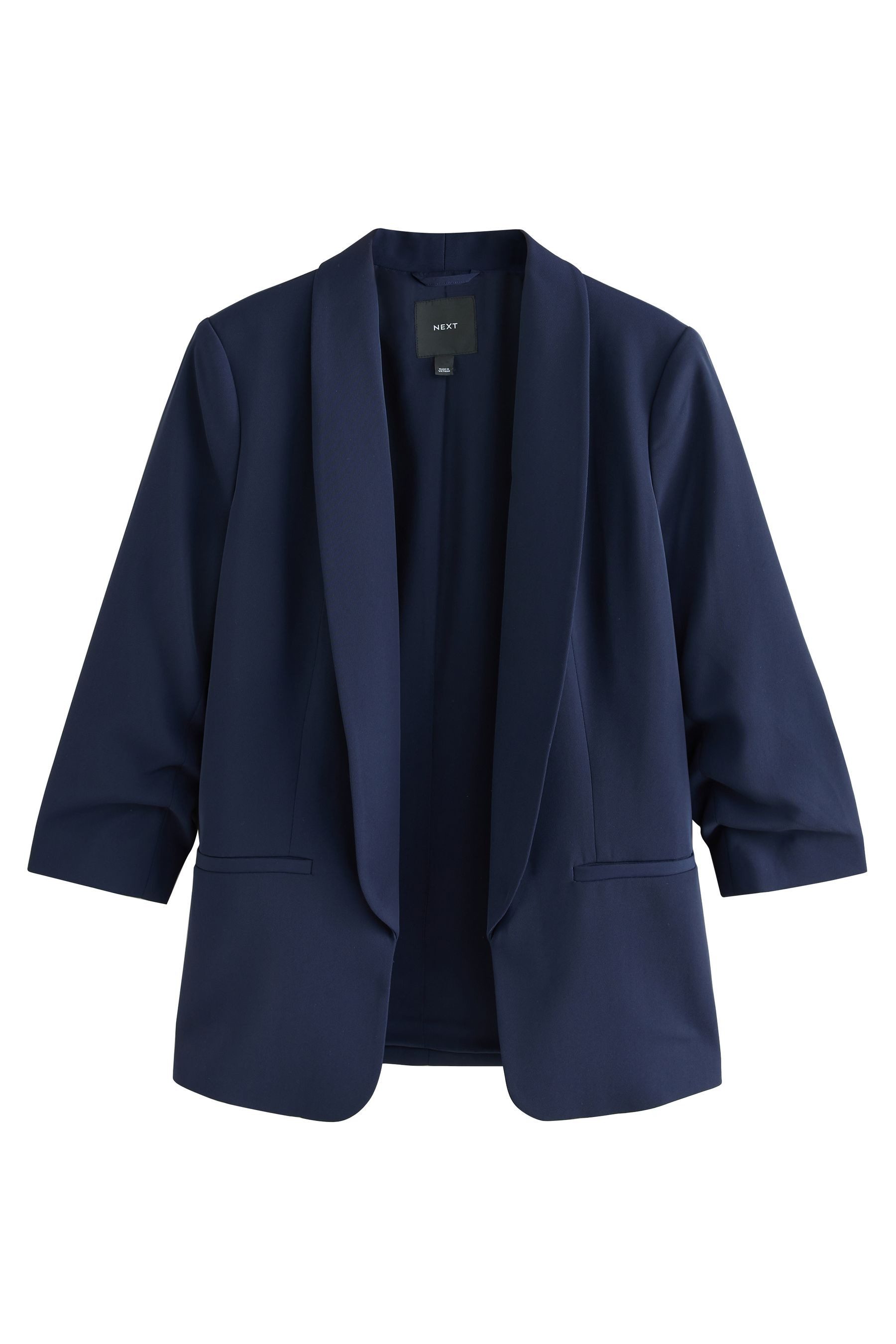 Next Jackenblazer Relaxed Fit Blazer mit Raffärmeln und Vichykaros (1-tlg)