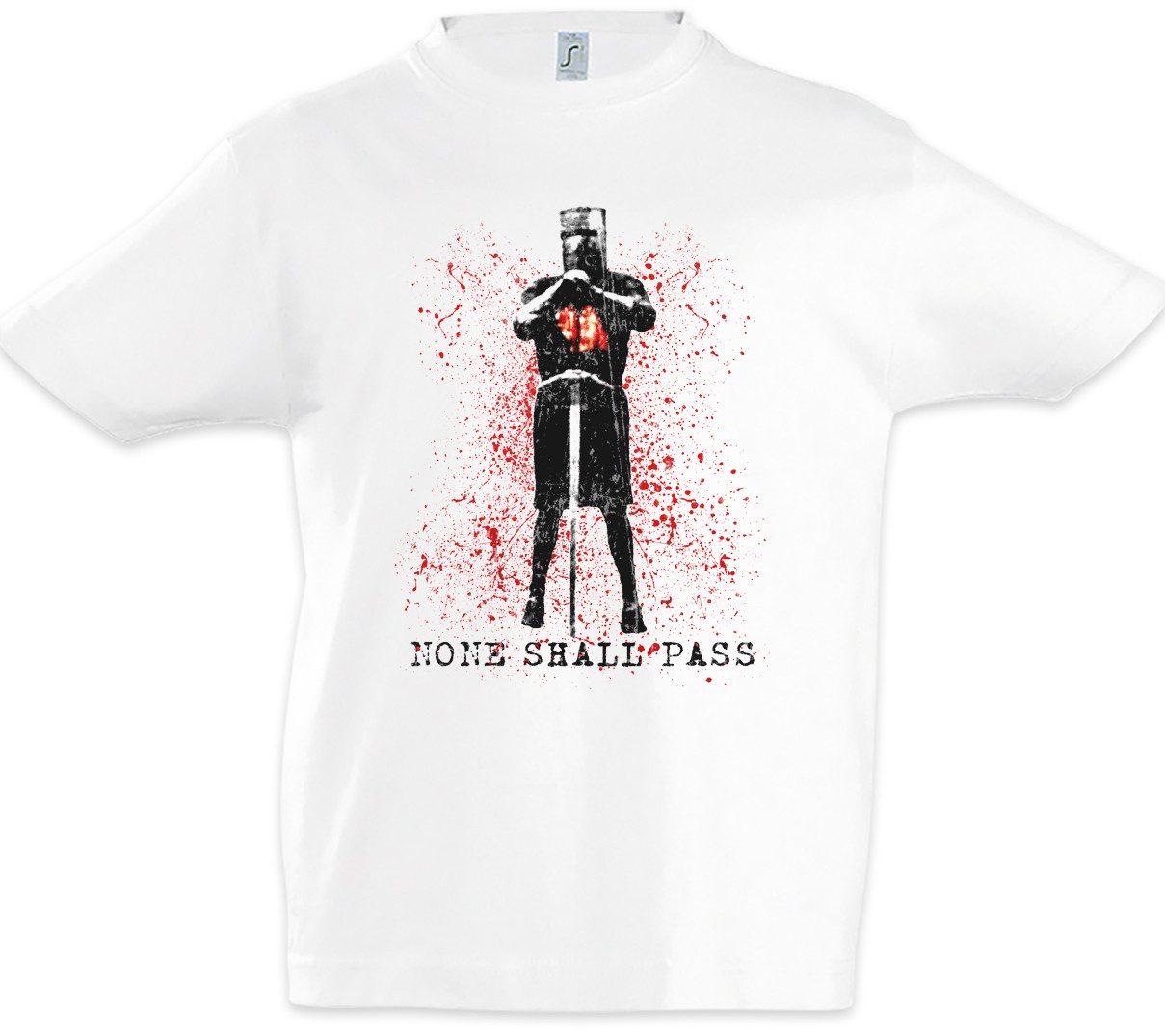 Print-Shirt None Shall Pass Kinder T-Shirt Monty Schwarzer Ritter Black Knight