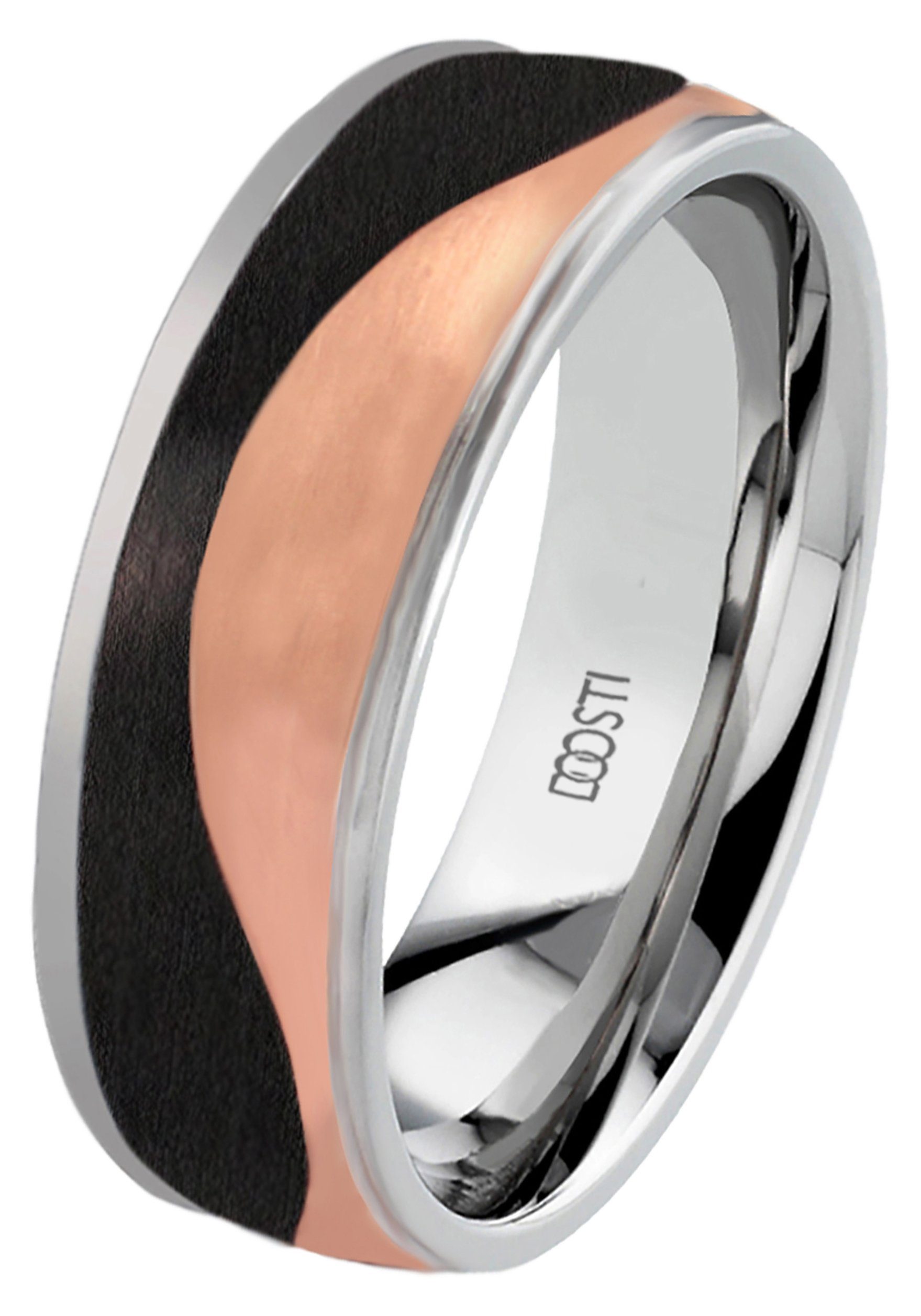 DOOSTI Trauring o. Zirkonia Partnerring Ehering LIEBE, Edelstahl ohne Schmuck mit Trauring Geschenk