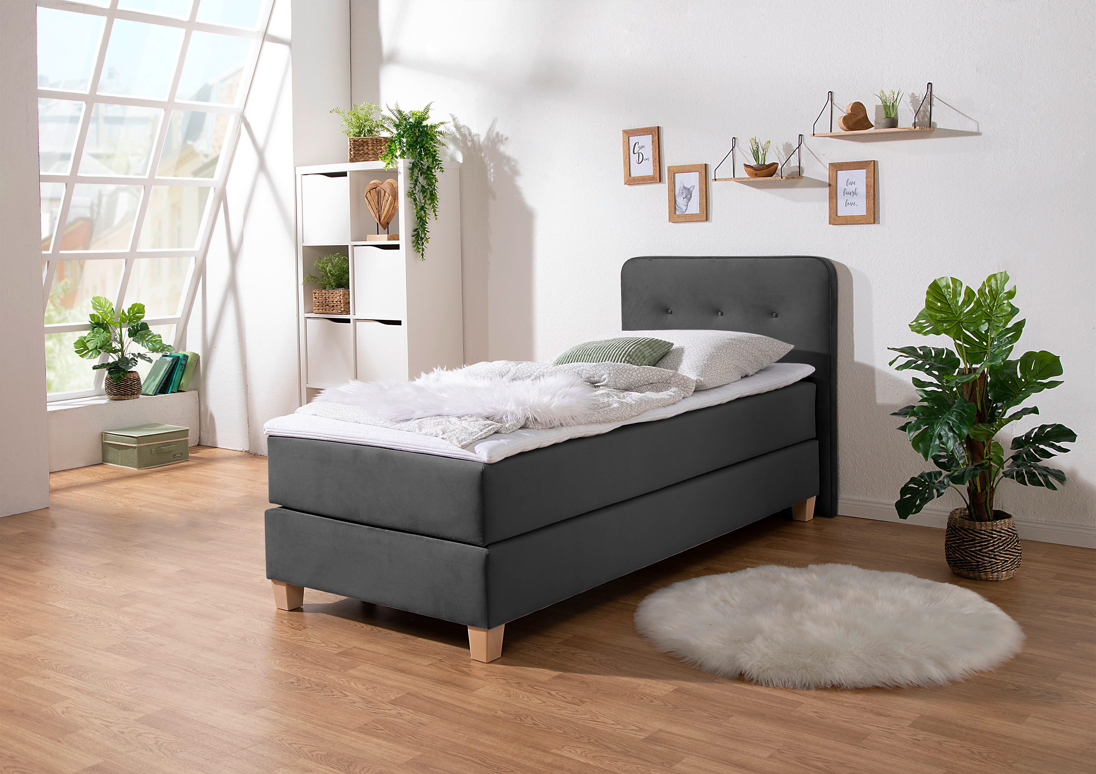 Home affaire Boxspringbett "Fargo", inkl. Topper, in 3 Matratzenarten, in S günstig online kaufen