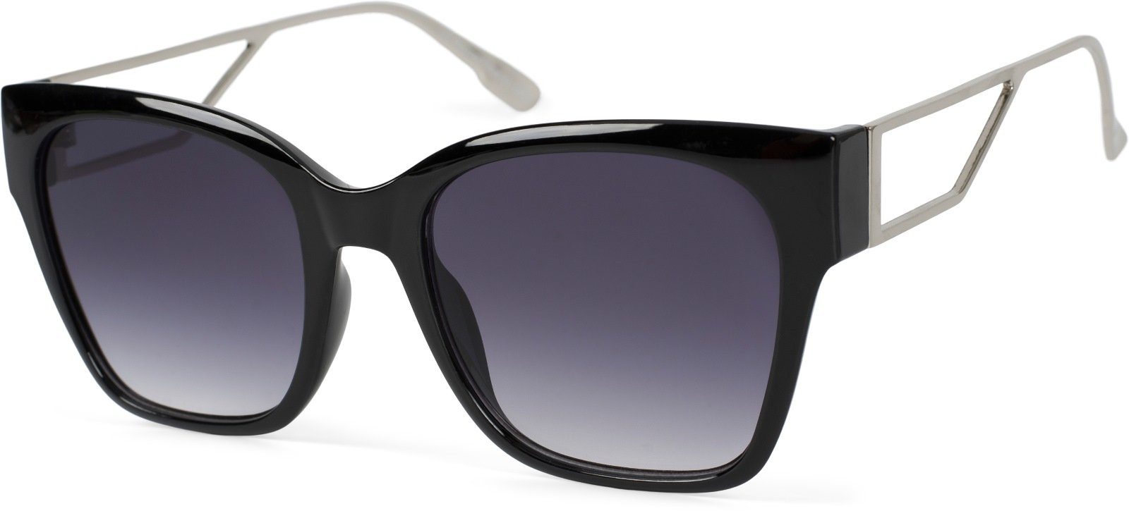 styleBREAKER Sonnenbrille (1-St) Getönt Gestell Schwarz-Silber / Glas Grau Verlauf