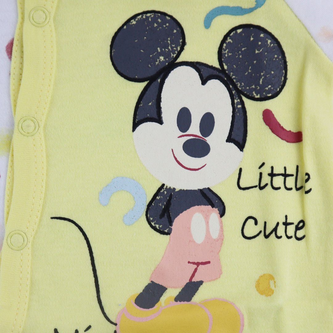 Disney Langarmwickelbody Disney Mickey Maus Baby Kleinkind Strampler Einteiler Gr. 62 bis 92, 100% Baumwolle