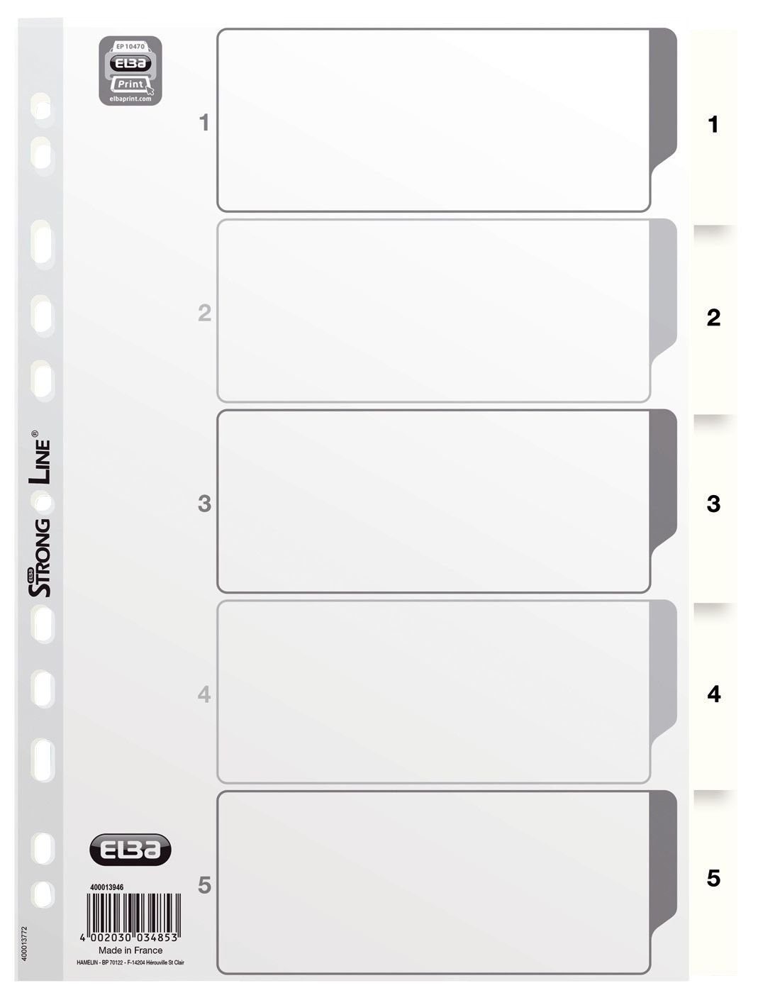 ELBA Aktenordner Elba 400013946 Zahlenregister - PP-Folie, 1 - 5, A4, 5 Blatt