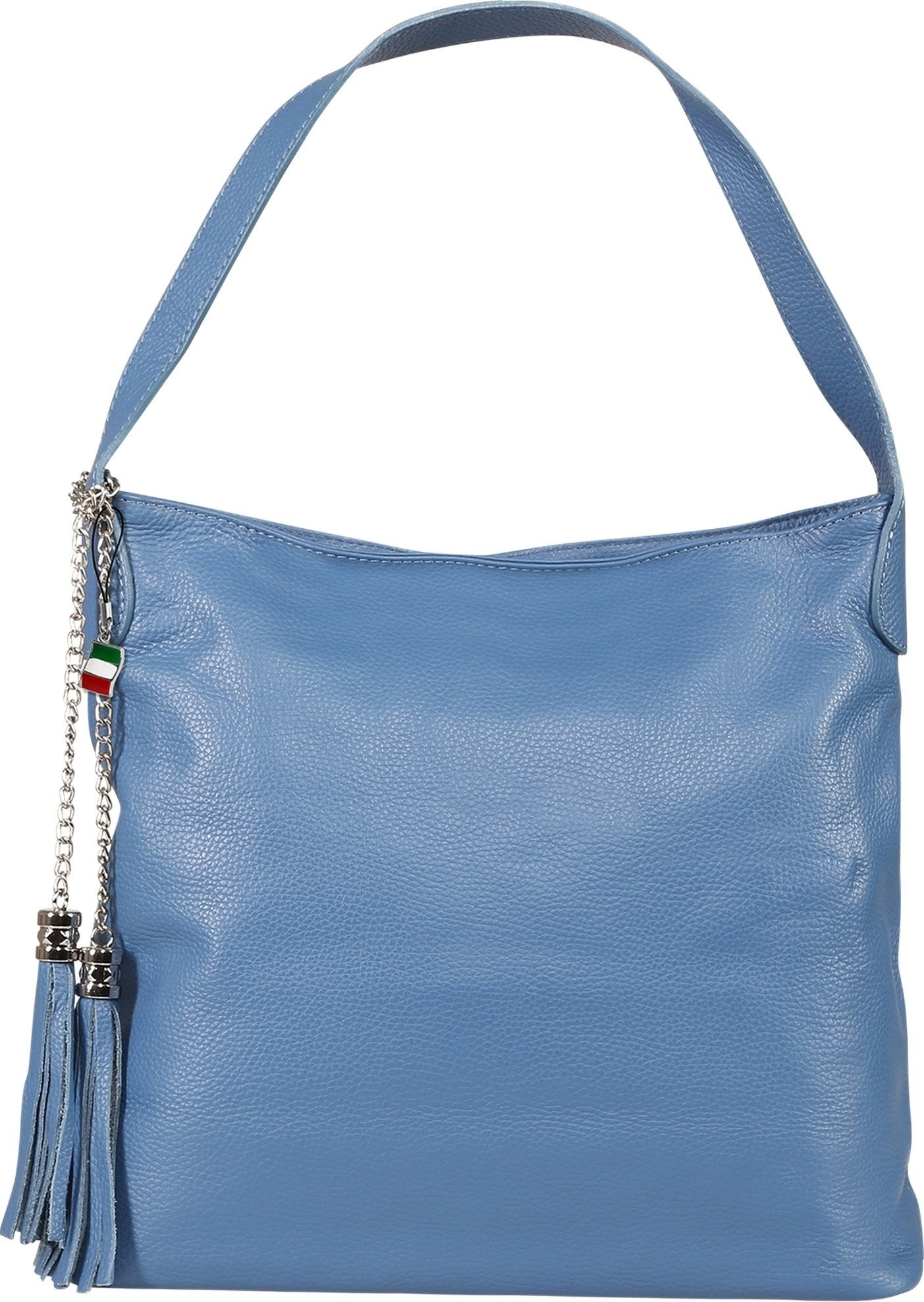 FLORENCE Schultertasche Florence Damen Schultertasche Hobo Bag (Schultertasche), Damen Schultertasche Leder, jeansblau ca. 40cm x ca. 30cm hoch