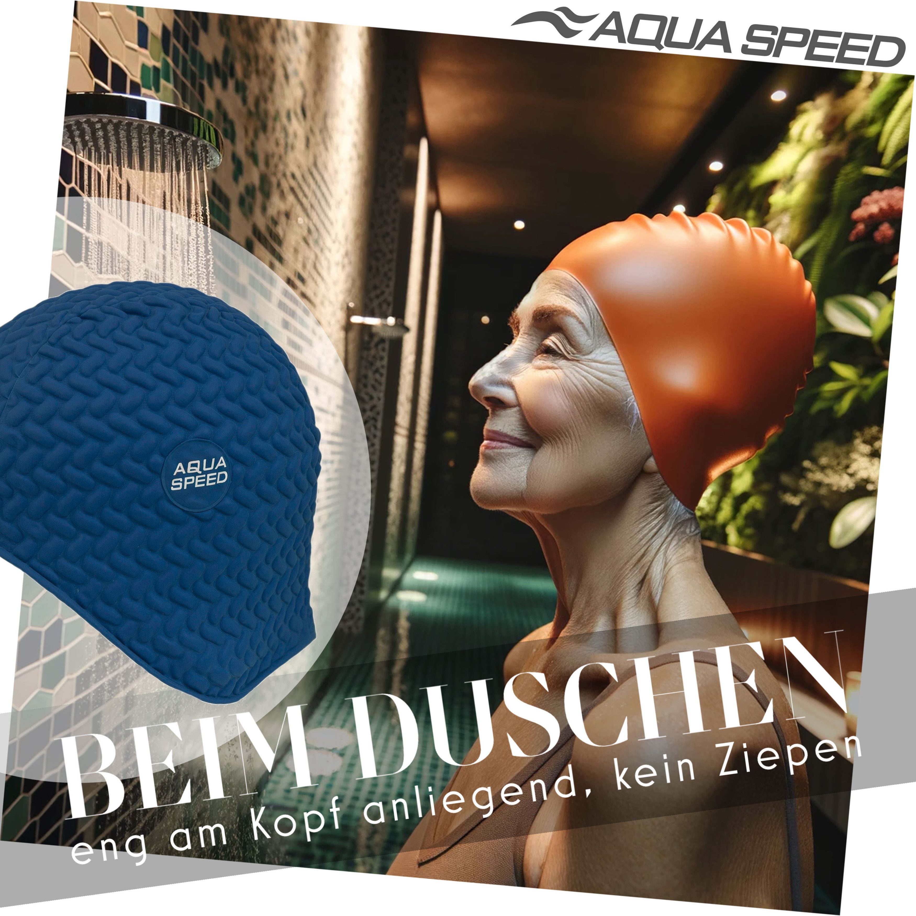 Aqua Speed Badekappe Bombasic / Bombastic TIC TAC (Schwimmkappe für Aqua Fitness), Elastische Aqua Fitness Schwimmhaube