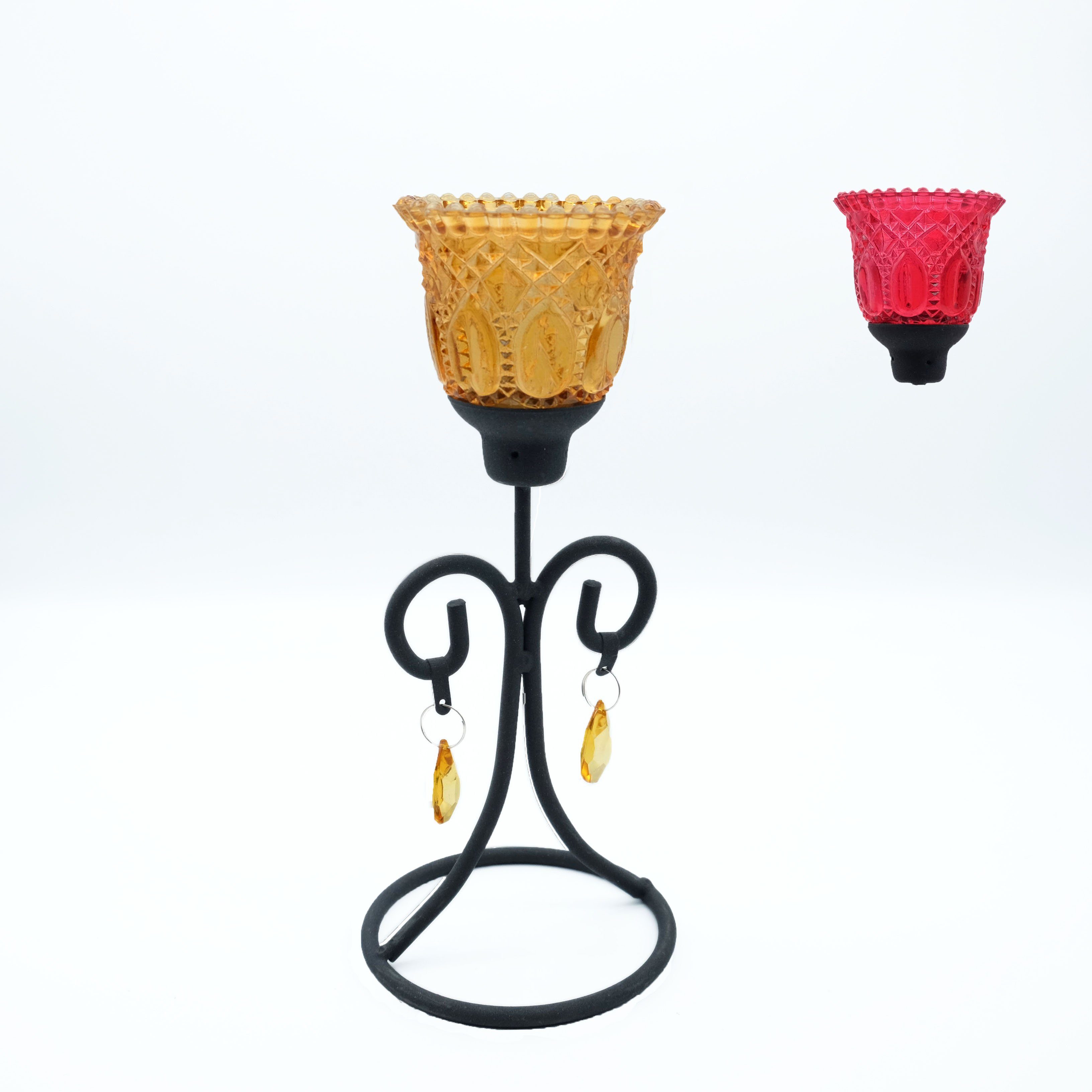 Kerzenständer Teelichthalter Kerzenhalter, gelb DeColibri Glas, Kerzenständer, standfest
